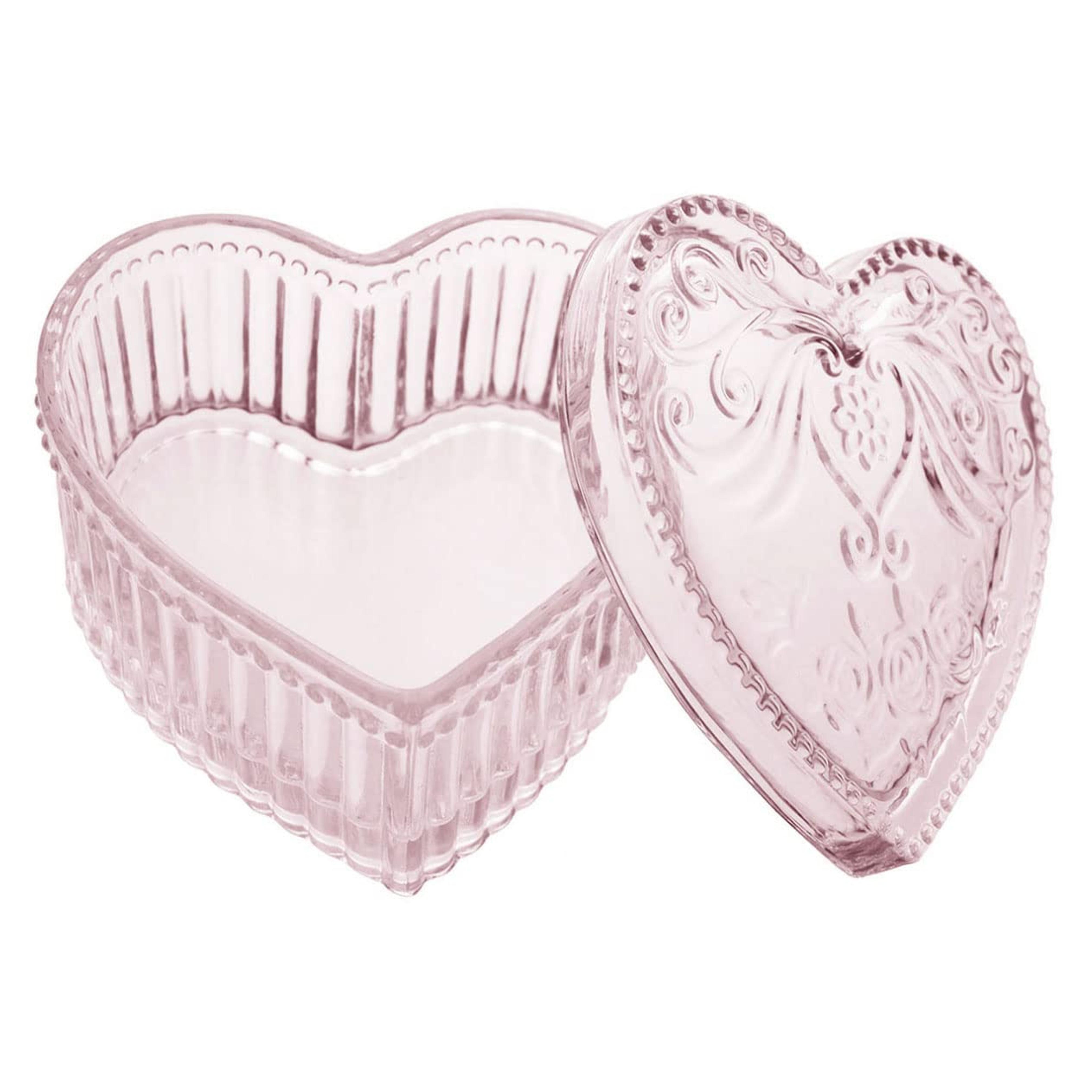 Amazon.com: Gaolinci Crystal Glass Heart-Shaped Storage Box Embossed Jewelry Box Candy Box with Lid : Home & Kitchen