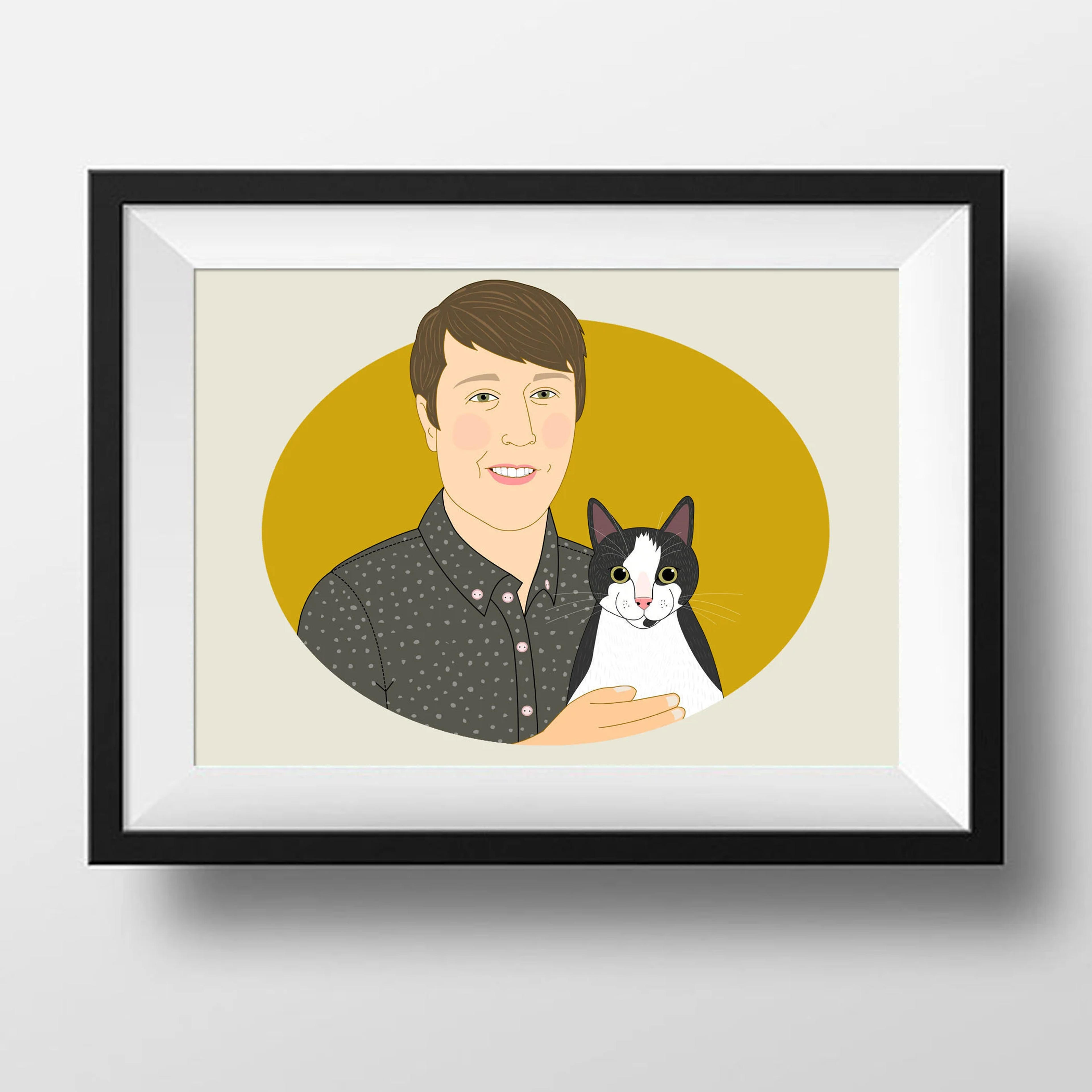 Individual Custom Portrait With Pet. Pet Memorial. Portrait - Etsy