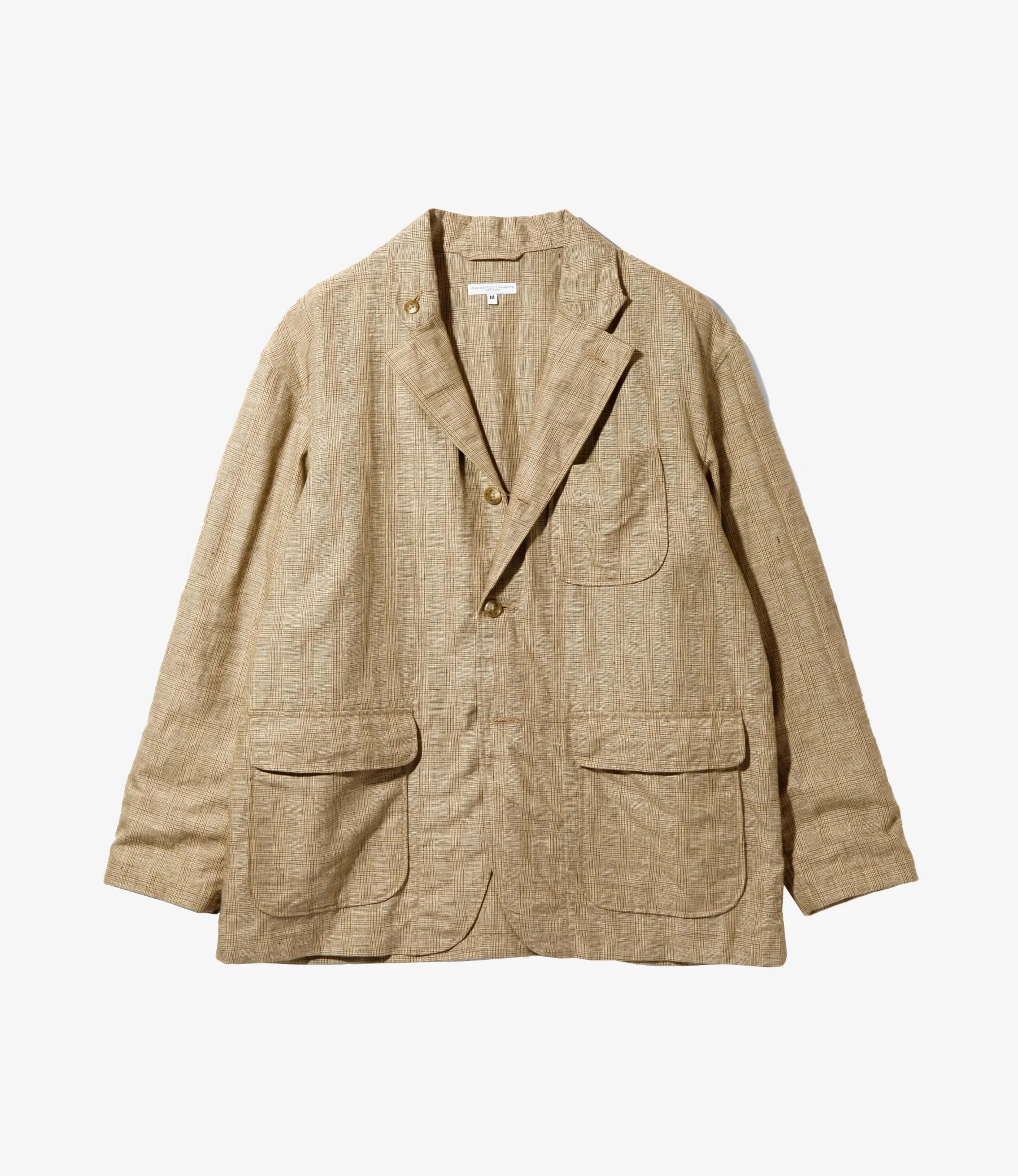 Engineered Garments Loiter Jacket - Beige Linen Glen Plaid