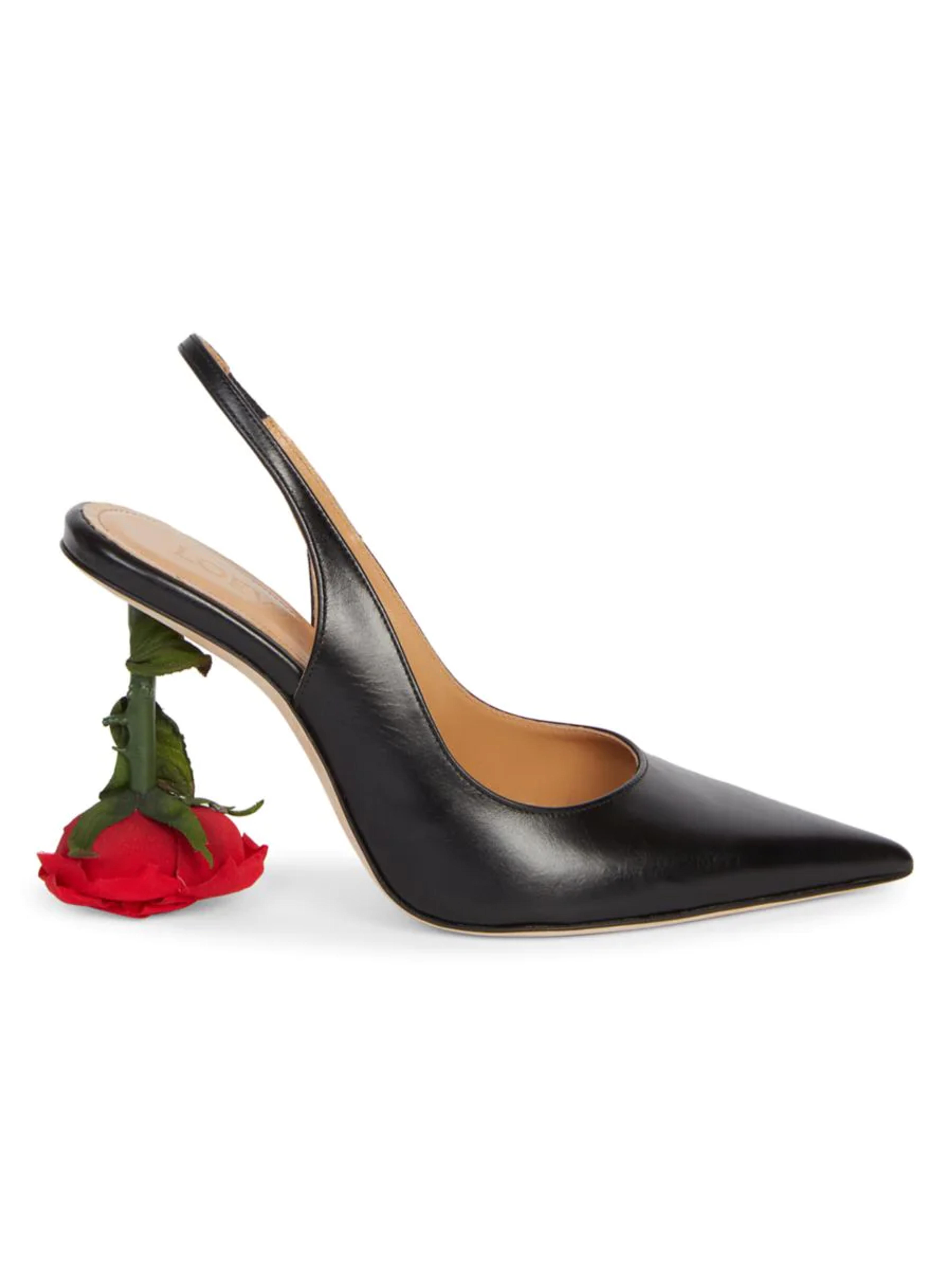 Shop Loewe Leather Rose-Heel Slingback Pumps | Saks Fifth Avenue