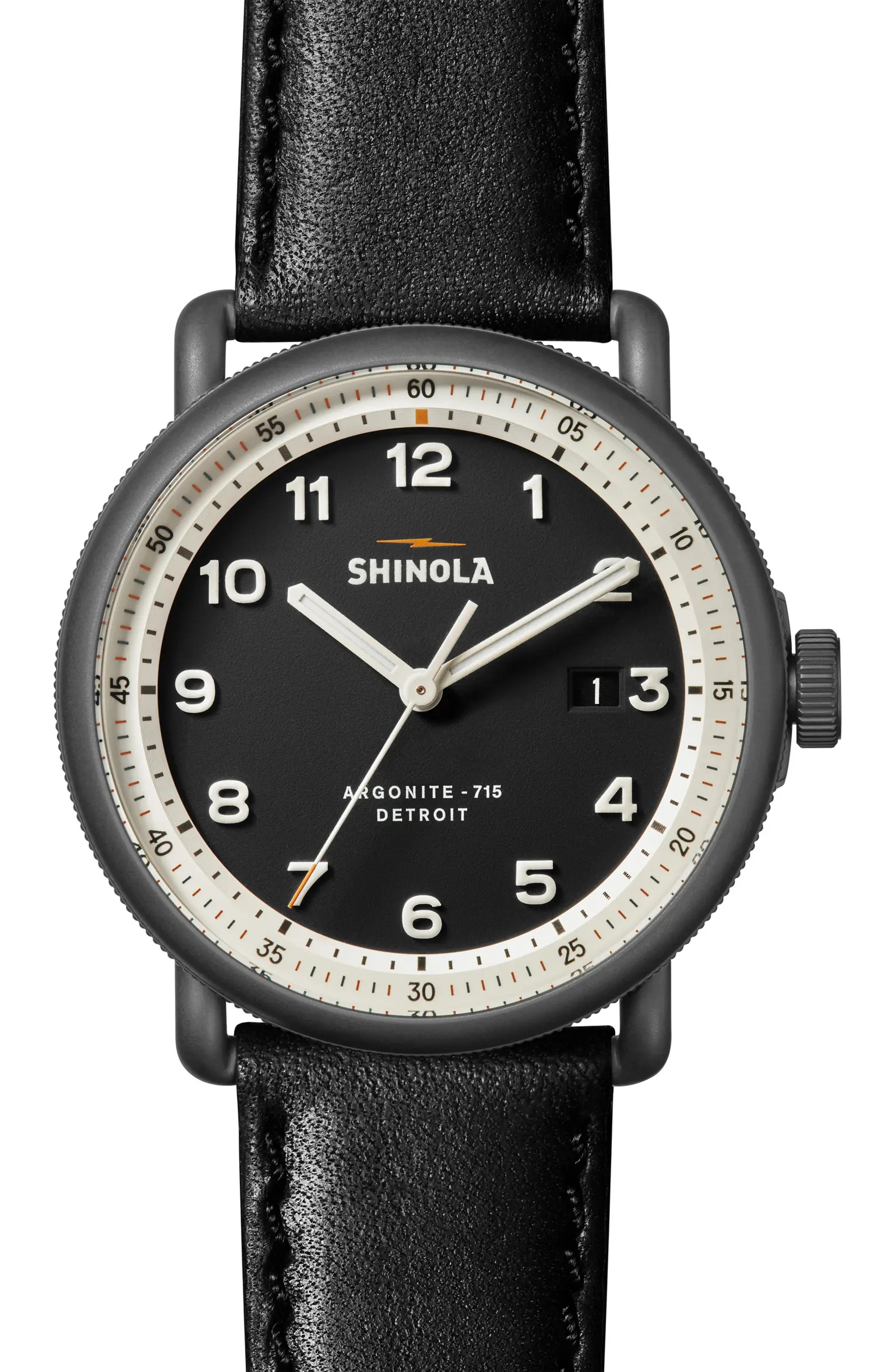 Shinola The Canfield Model C56 Leather Strap Watch, 43mm | Nordstrom