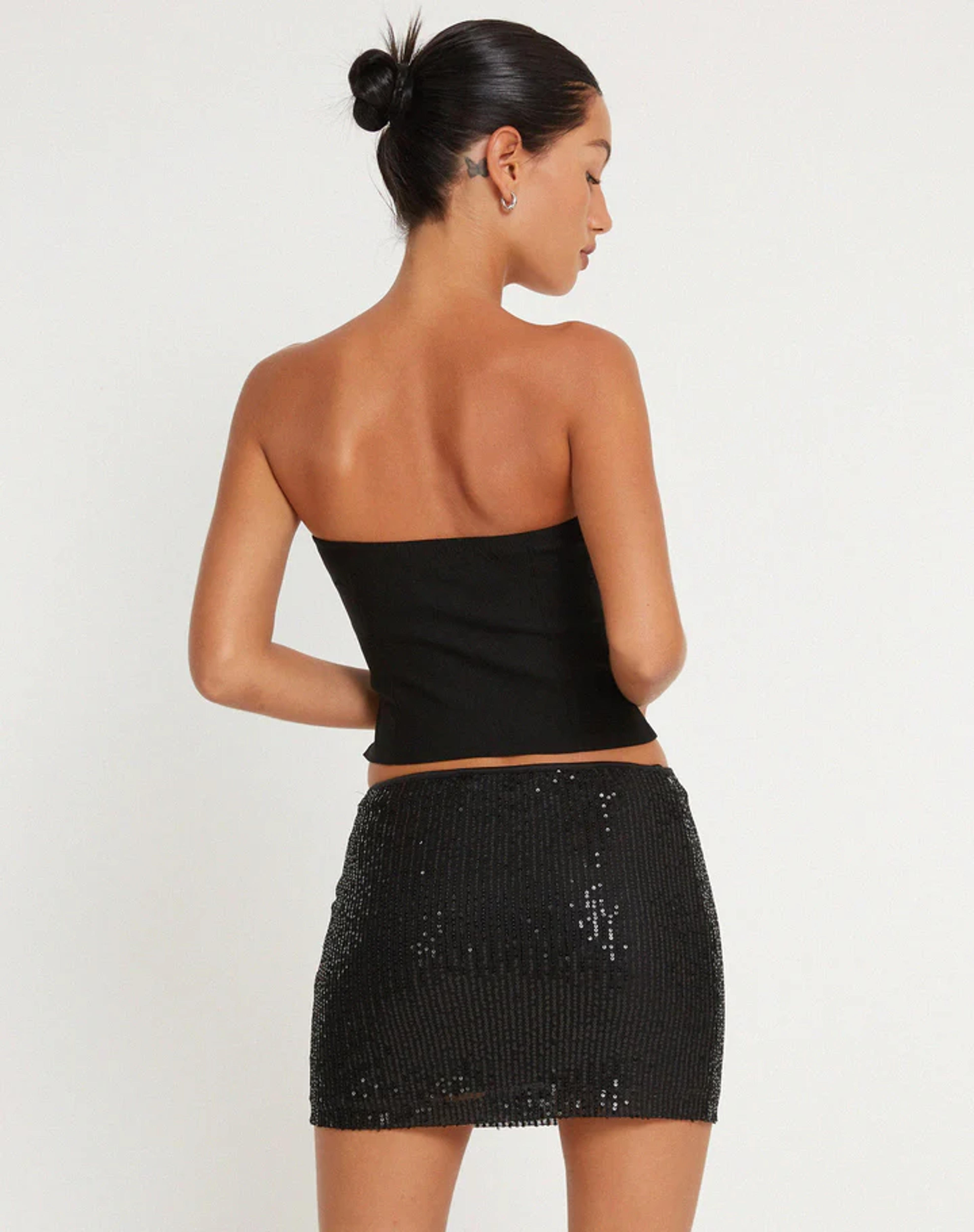 Black Sequin Mini Skirt | Guida – motelrocks-com-us
