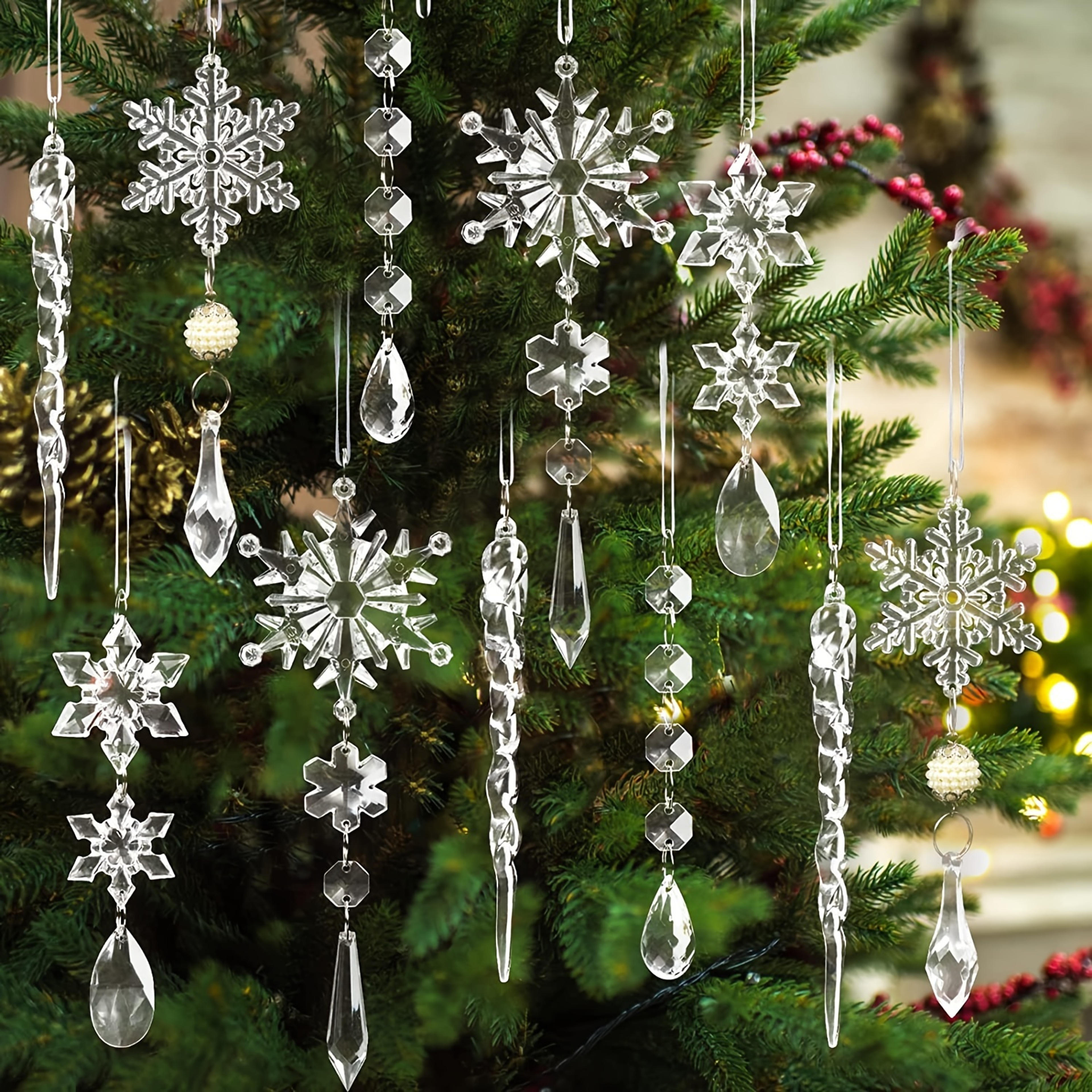 18pcs Crystal Christmas Snowflake Hanging For Christmas Tree Decor Scene Decor Holiday Accessory Birthday Party Supplies Room Decor Christmas Gift Home Decor - Home & Kitchen - Temu