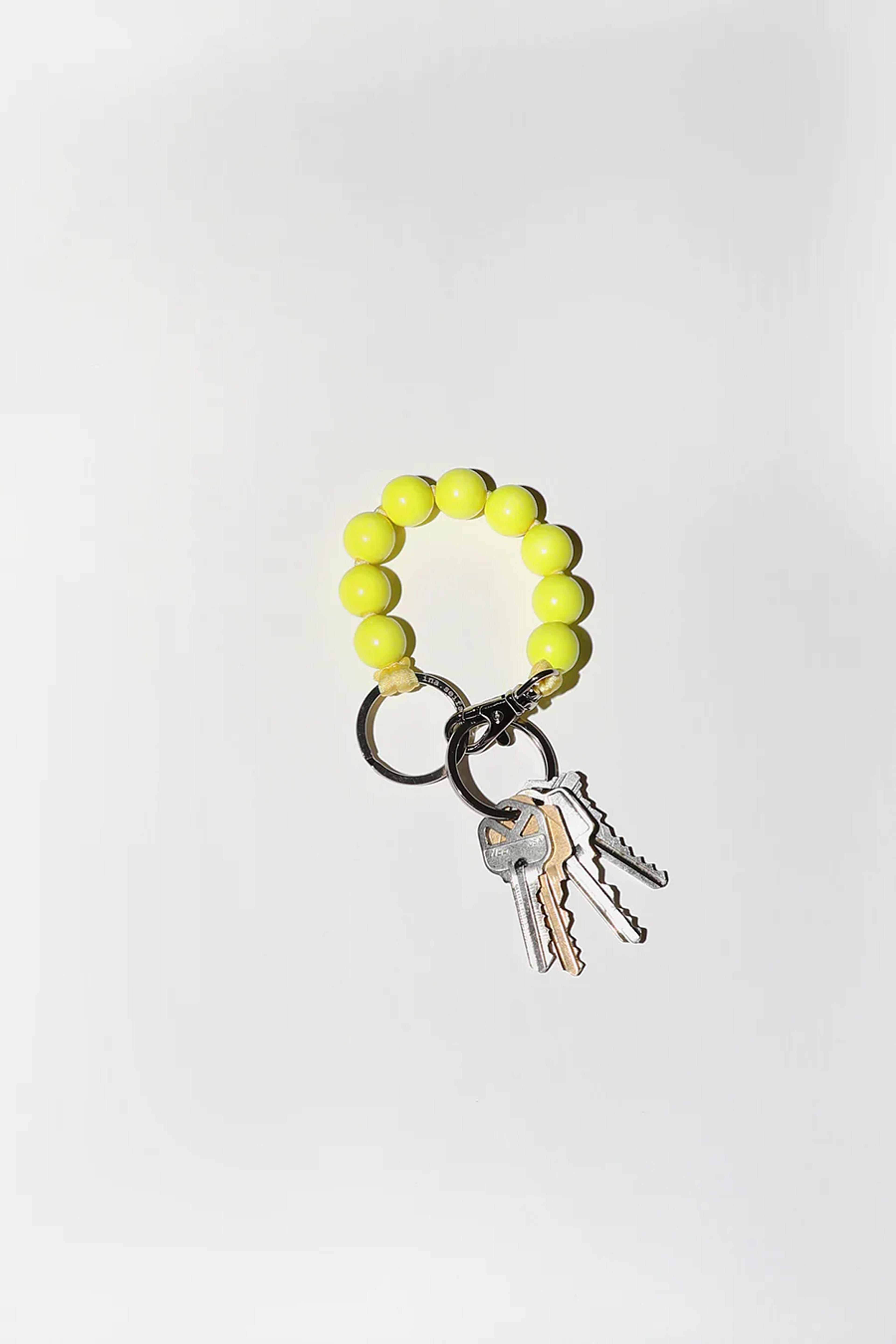 Ina Seifart Dicke Perlen Short Keyholder in Neon Yellow with Yellow Thread - Neon Yellow with Yellow / O/S