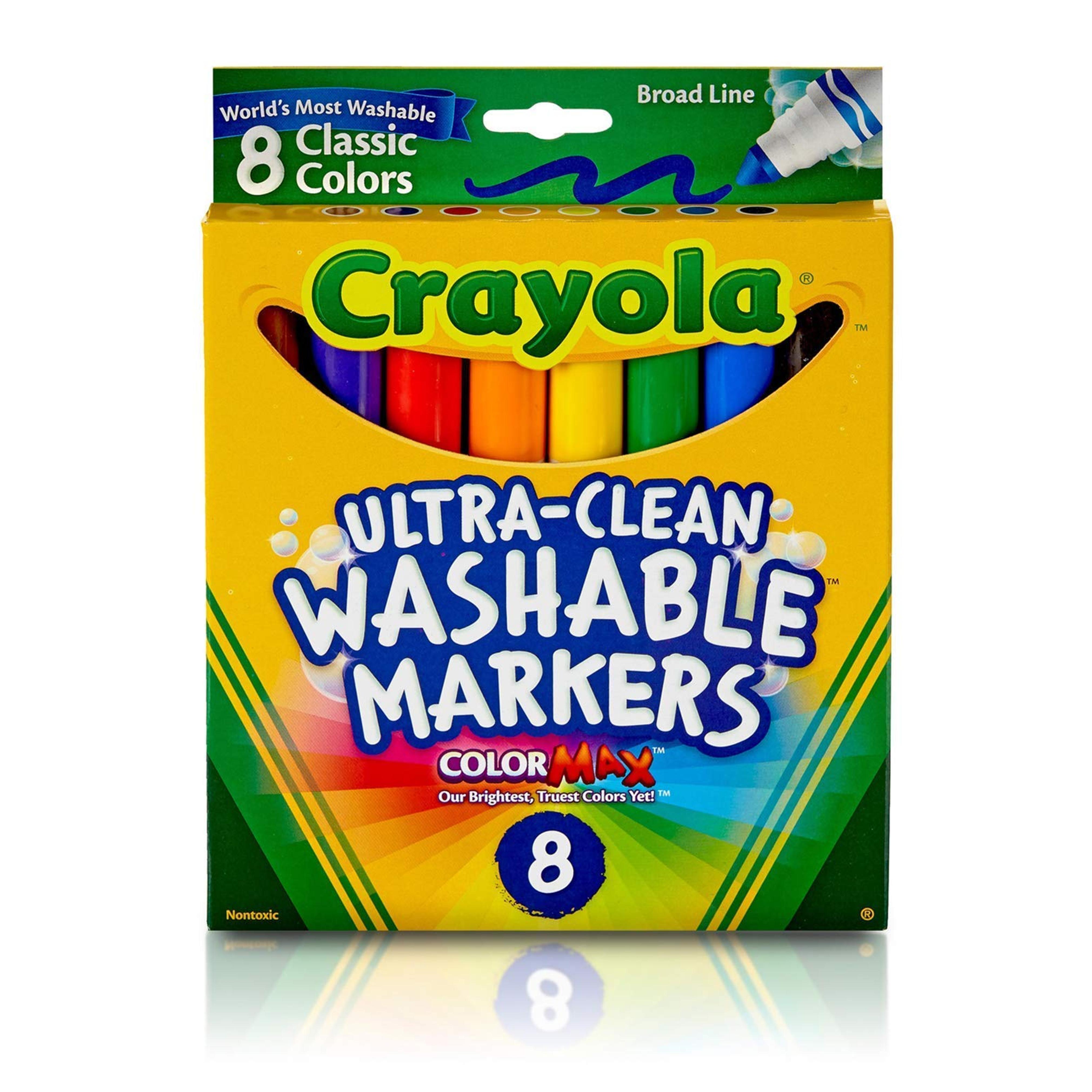 Amazon.com: Crayola Ultra-Clean Washable Markers, Broad Line, 8 Count : Toys & Games