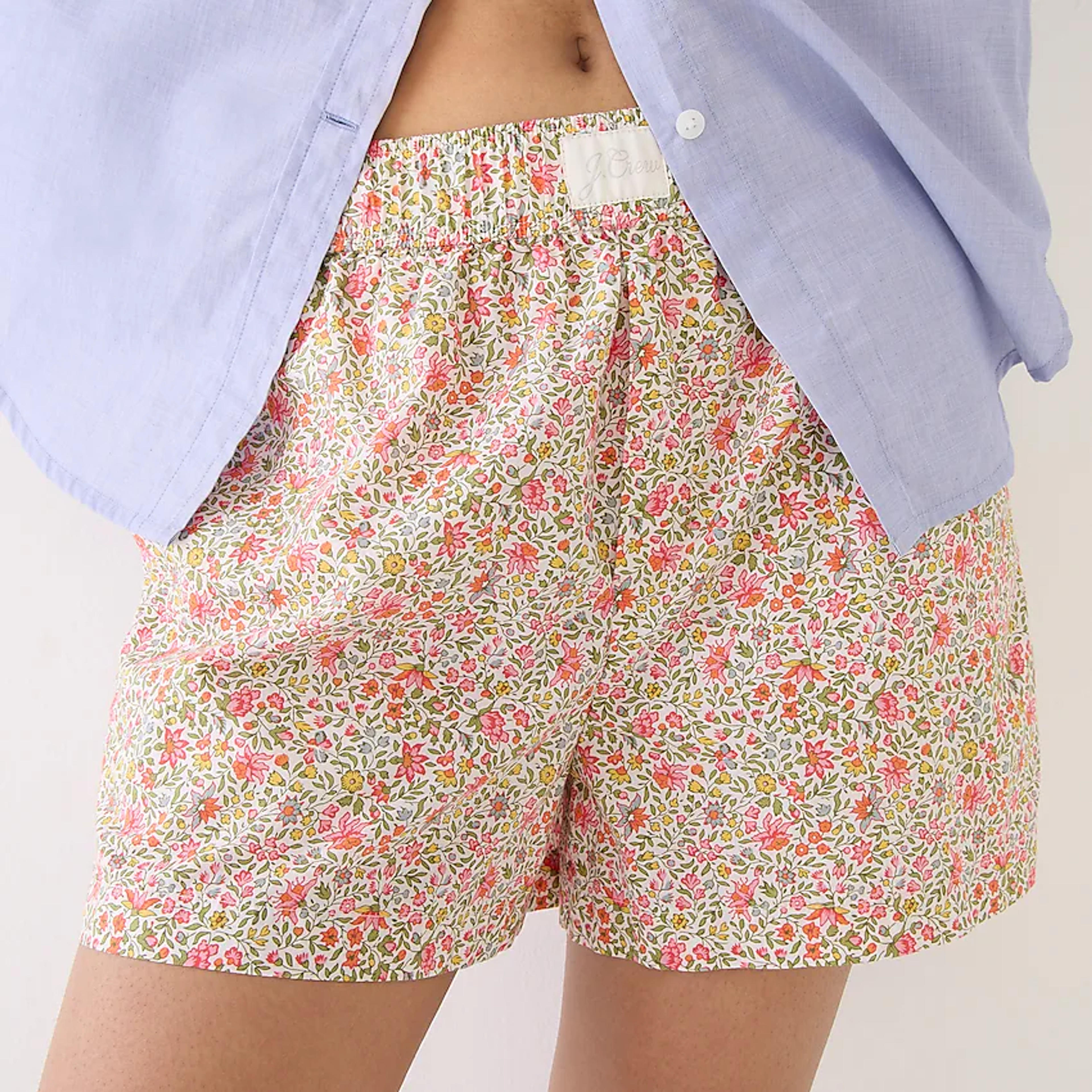 J.Crew: Cotton Poplin Boxer Short In Scattered Blooms For Women