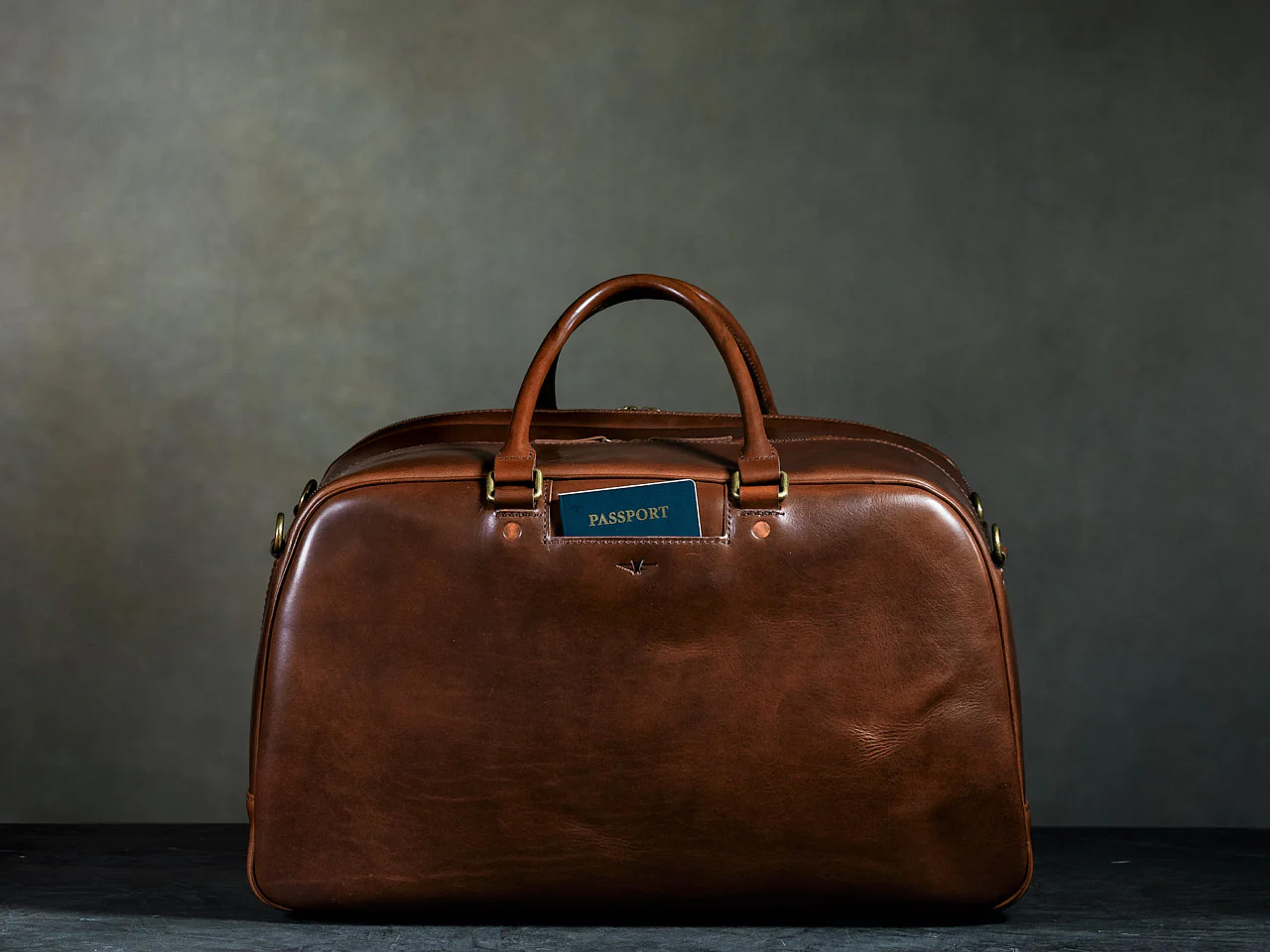 Leather Duffle Bag - Men's Brown Weekender Bag from Satchel & Page