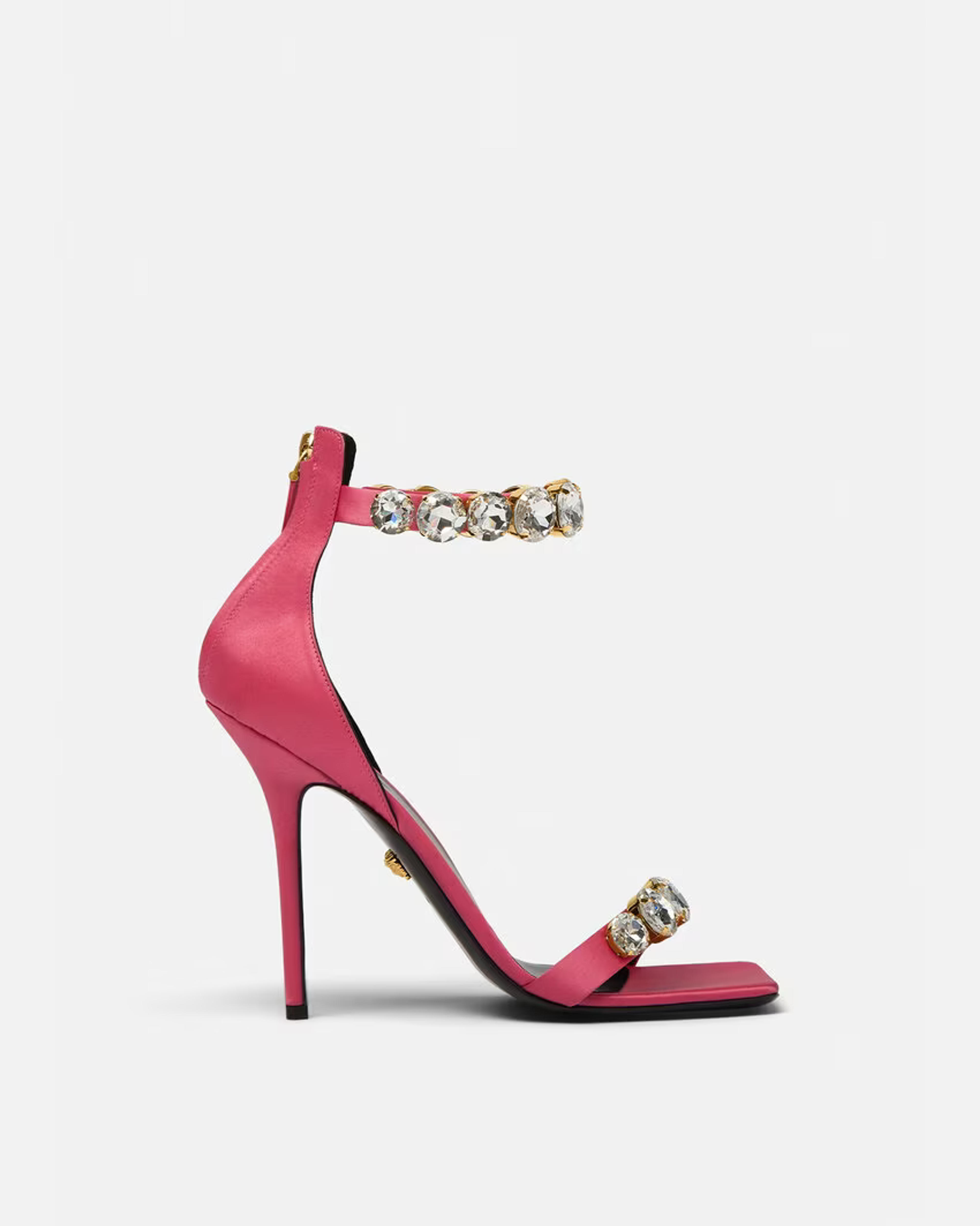 Versace Crystal Satin Sandals | VERSACE