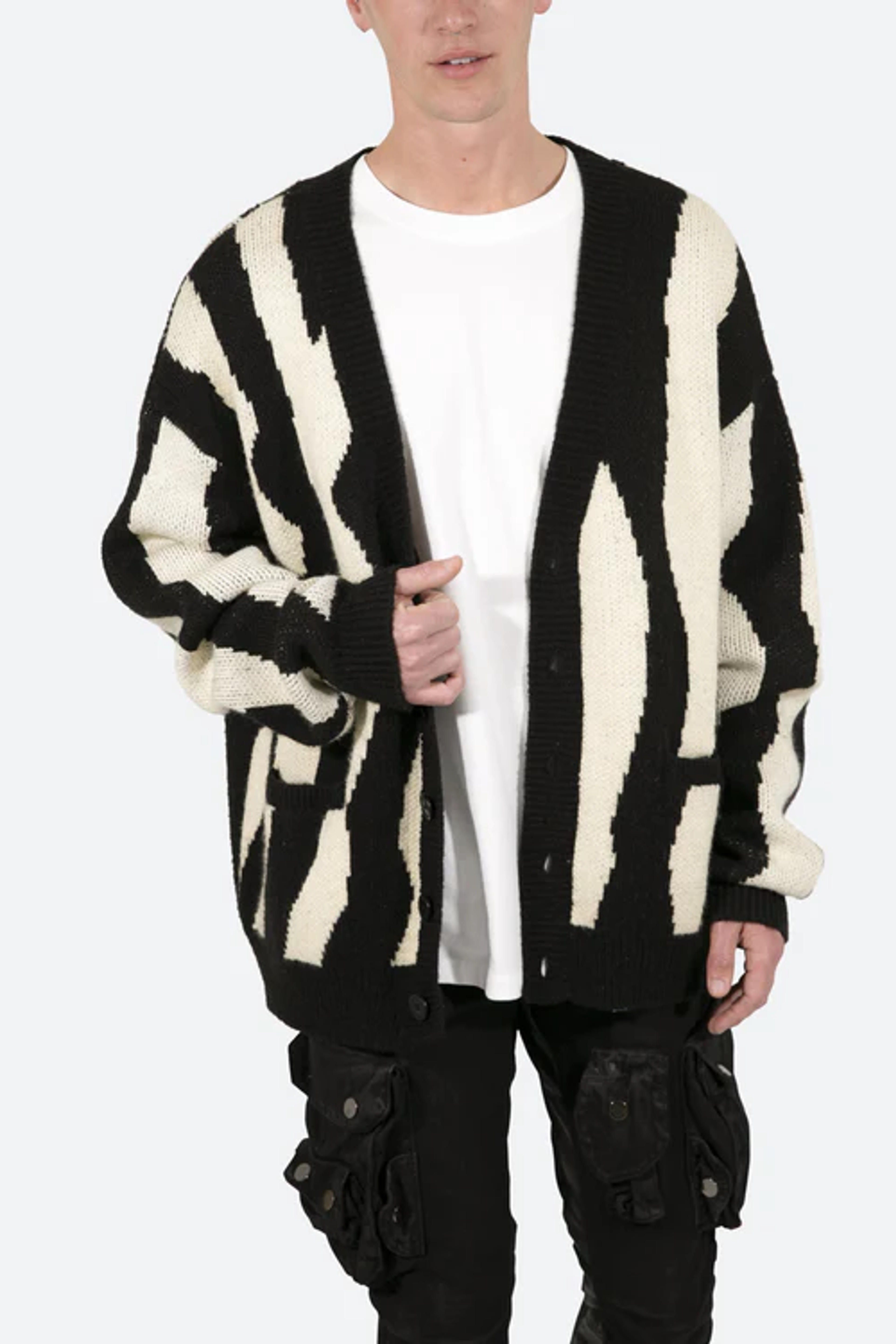 Zebra Cardigan - Black/Natural