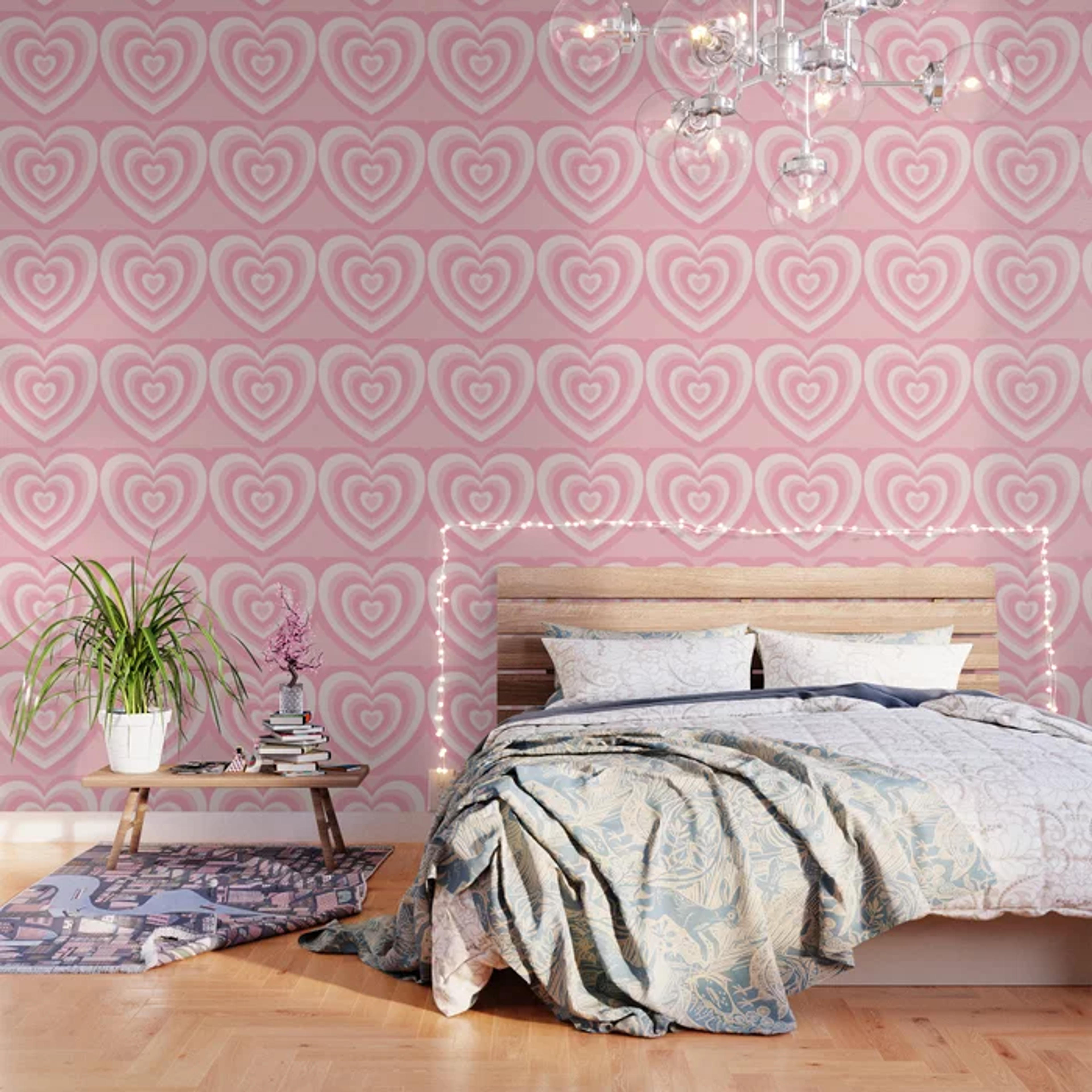 Pink Love Hearts Wallpaper by Simple Decor | Society6