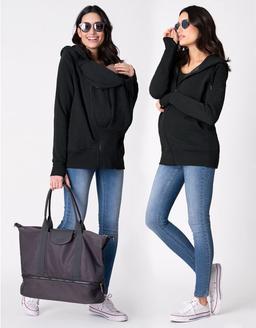 Cotton Blend Black 3 in 1 Maternity Hoodie | Seraphine