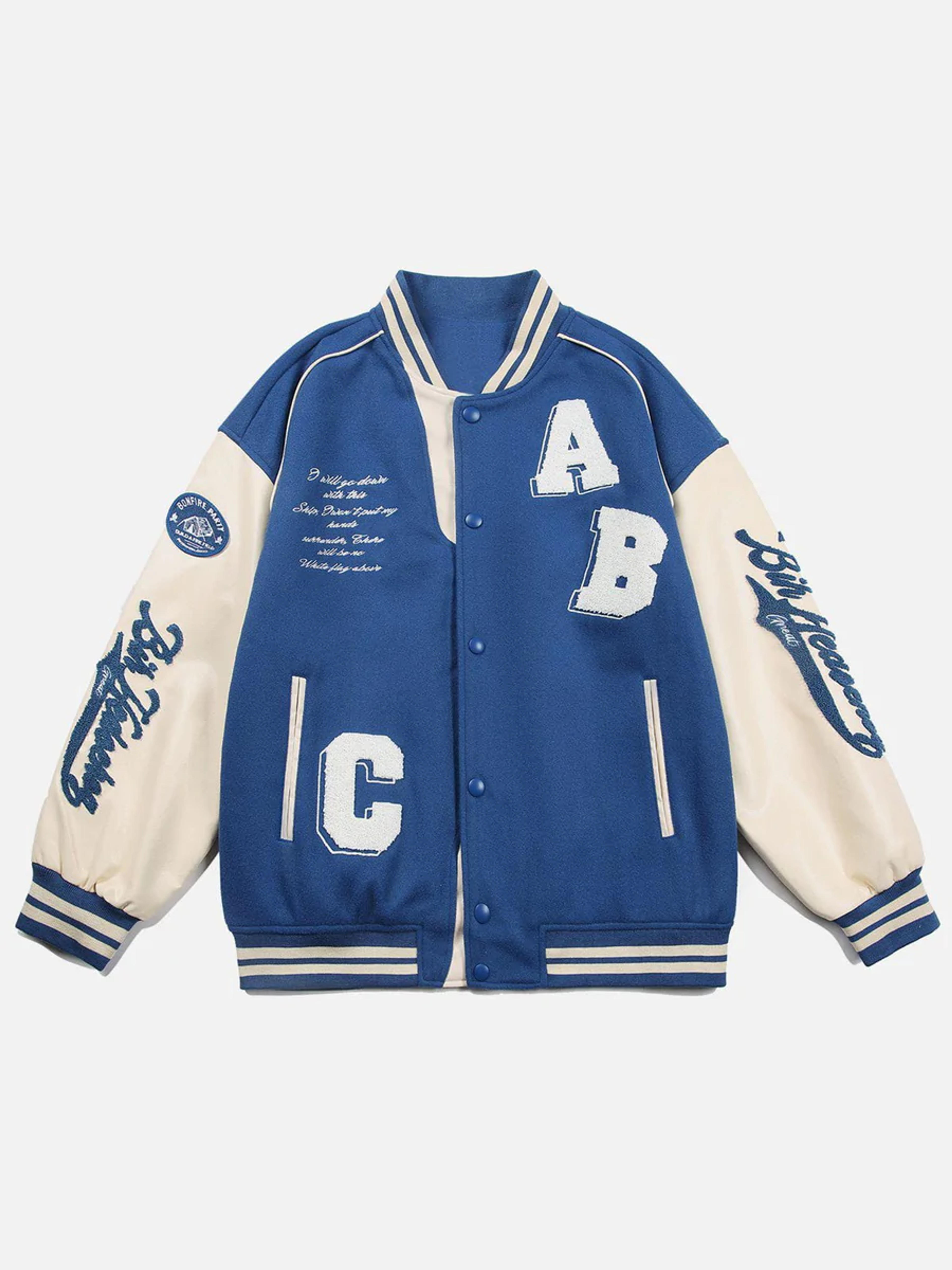 Aelfric Eden Letter 'ABC' Flocked Patchwork Varsity Jacket – Aelfric eden