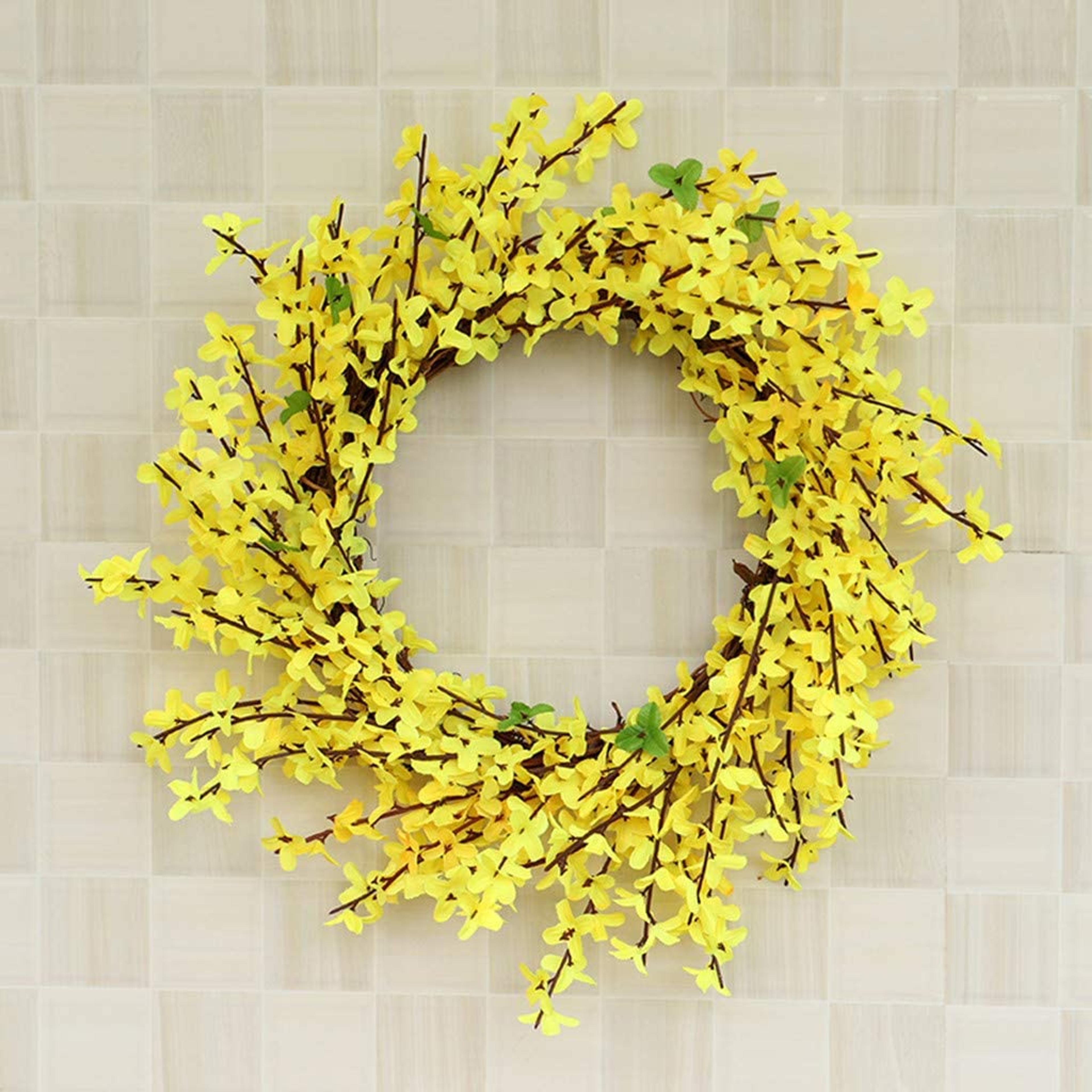 Wreaths for Front Door Decor - Sunflower Eucalyptus Leaves Eucalyptus Forsythia Wreath Wreath Door Hanging Home Decor, Summer Wreath for Front Door Wedding Home Decor