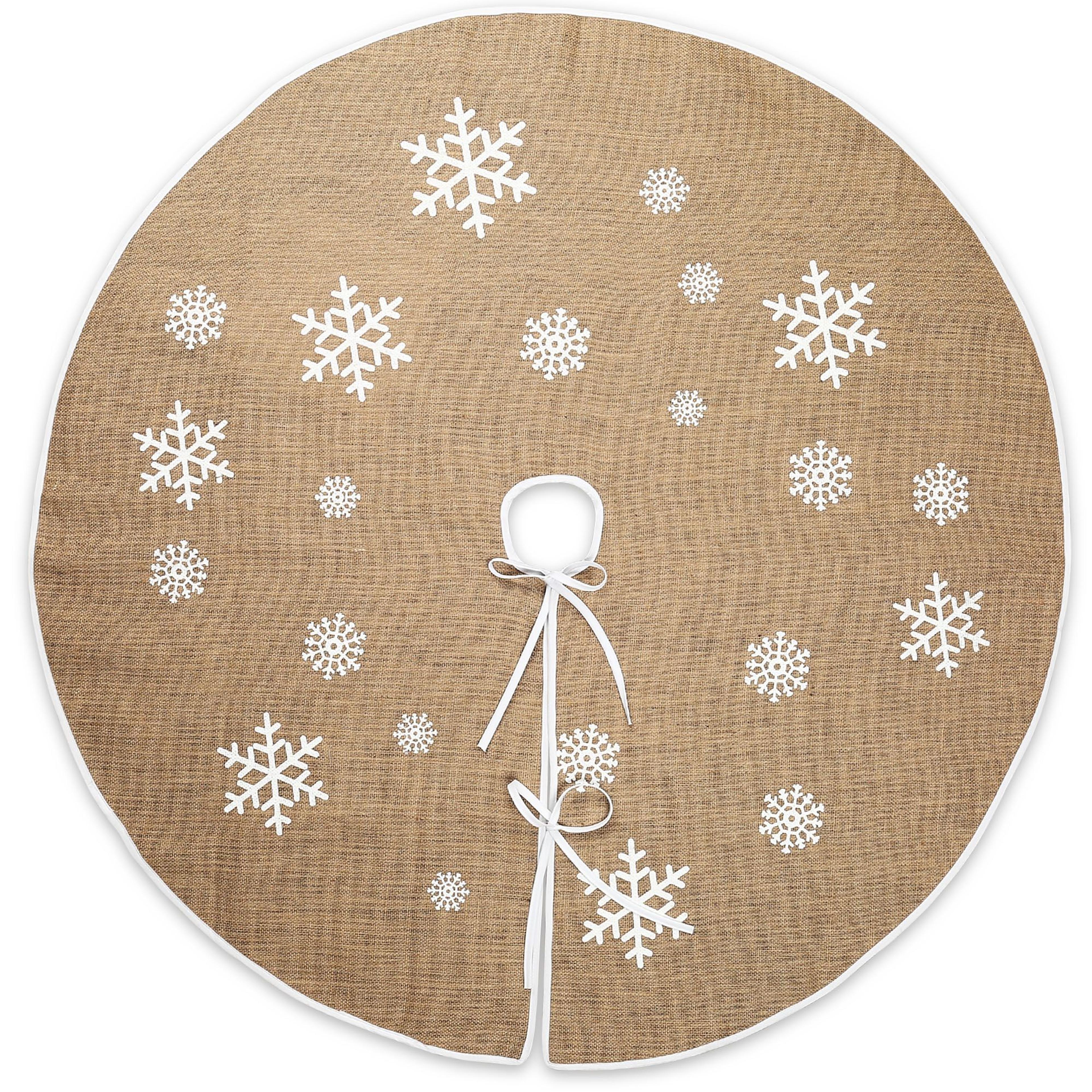 LotFancy 48 in Christmas Tree Skirt, Brown Burlap Tree Skirt Christmas Decoration - Walmart.com