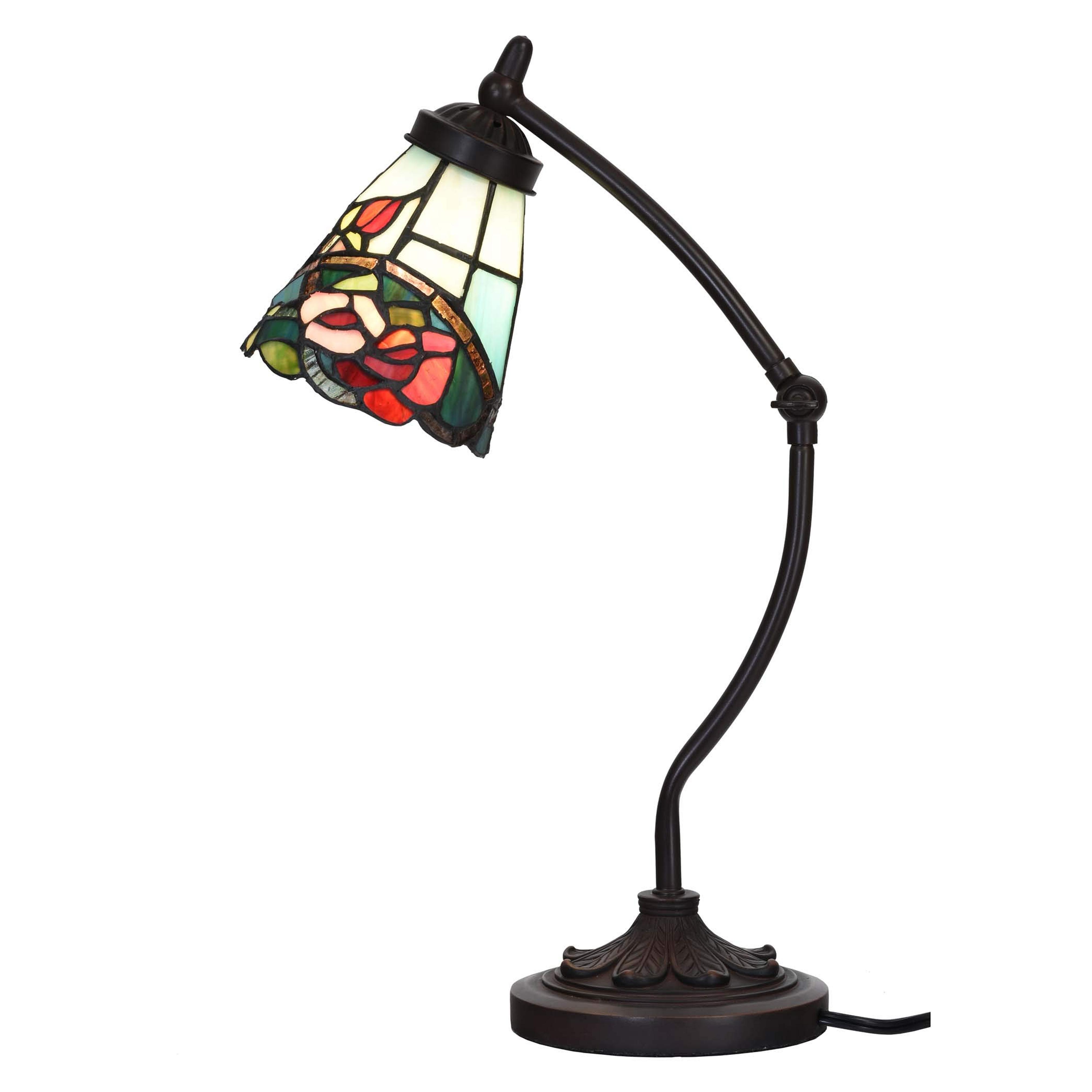 Bieye L10759 Tiffany Style Stained Glass Table Lamp Night Light with Swing Arm Base for Working Reading Home Decoration (Rose Flower) - Amazon.com