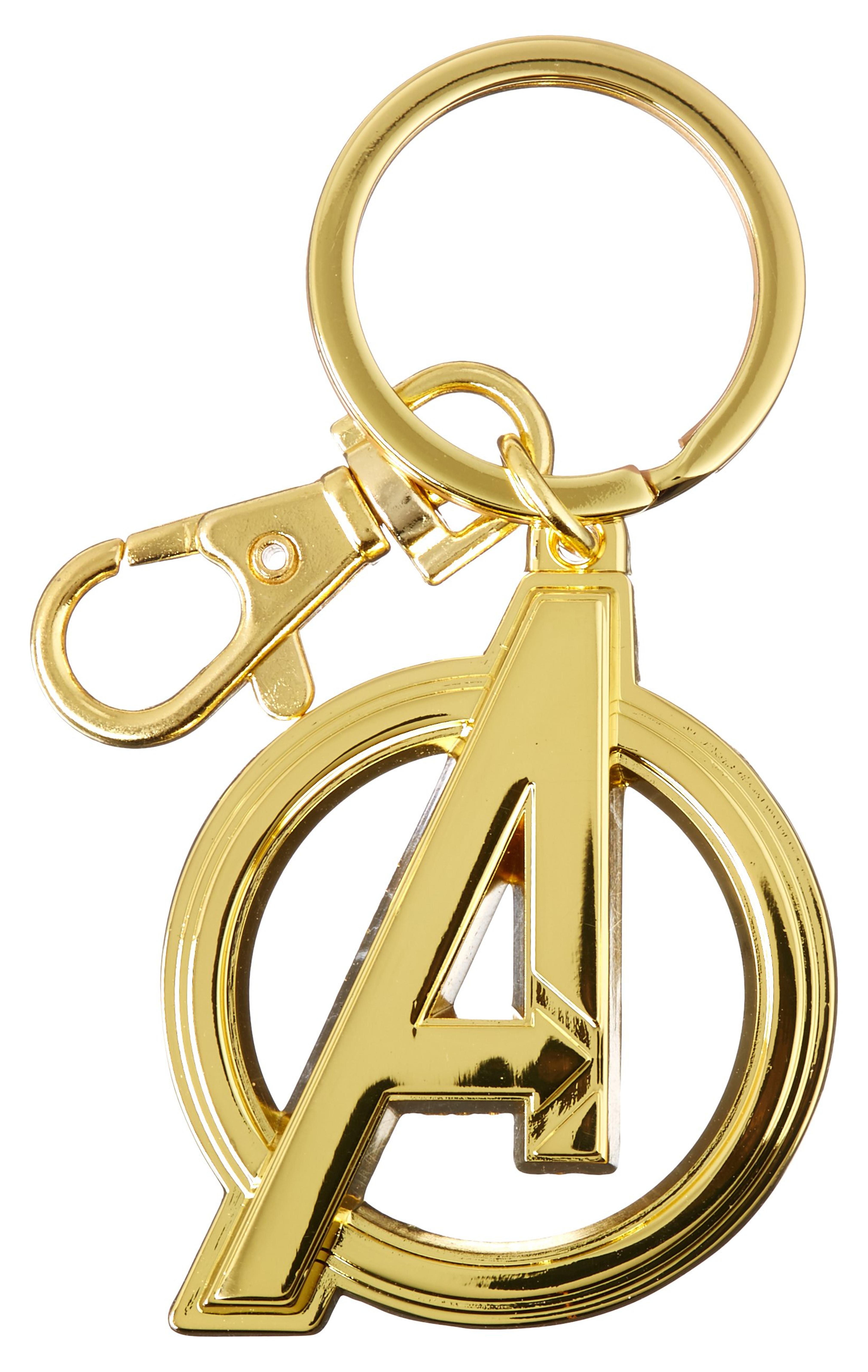 Marvel 68801 Avengers Logo in Gold - Pewter Key Ring Action Figure Accessories, 3"