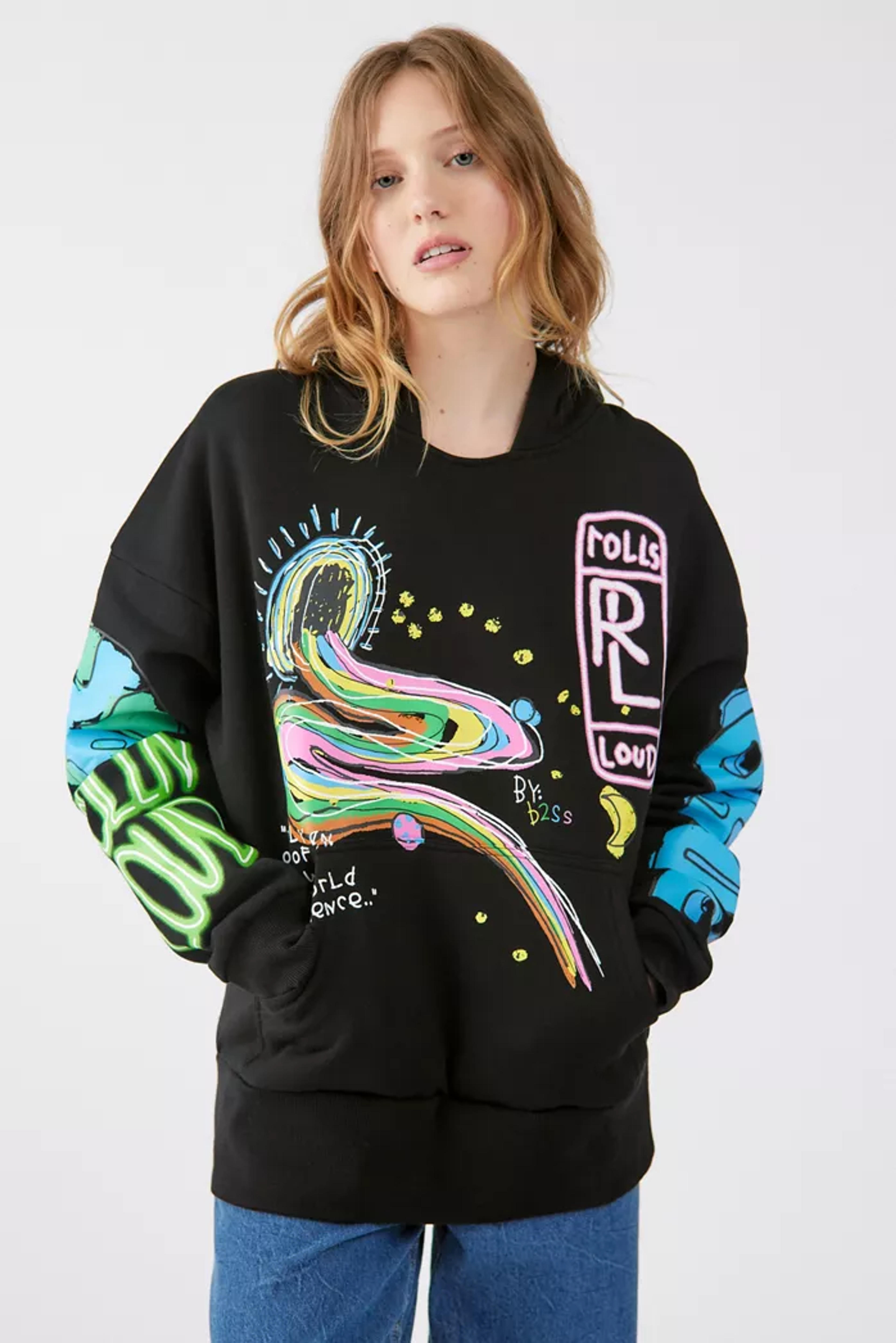 b2Ss Rolling Loud UO Exclusive Rainbow Road Hoodie Sweatshirt | Urban Outfitters