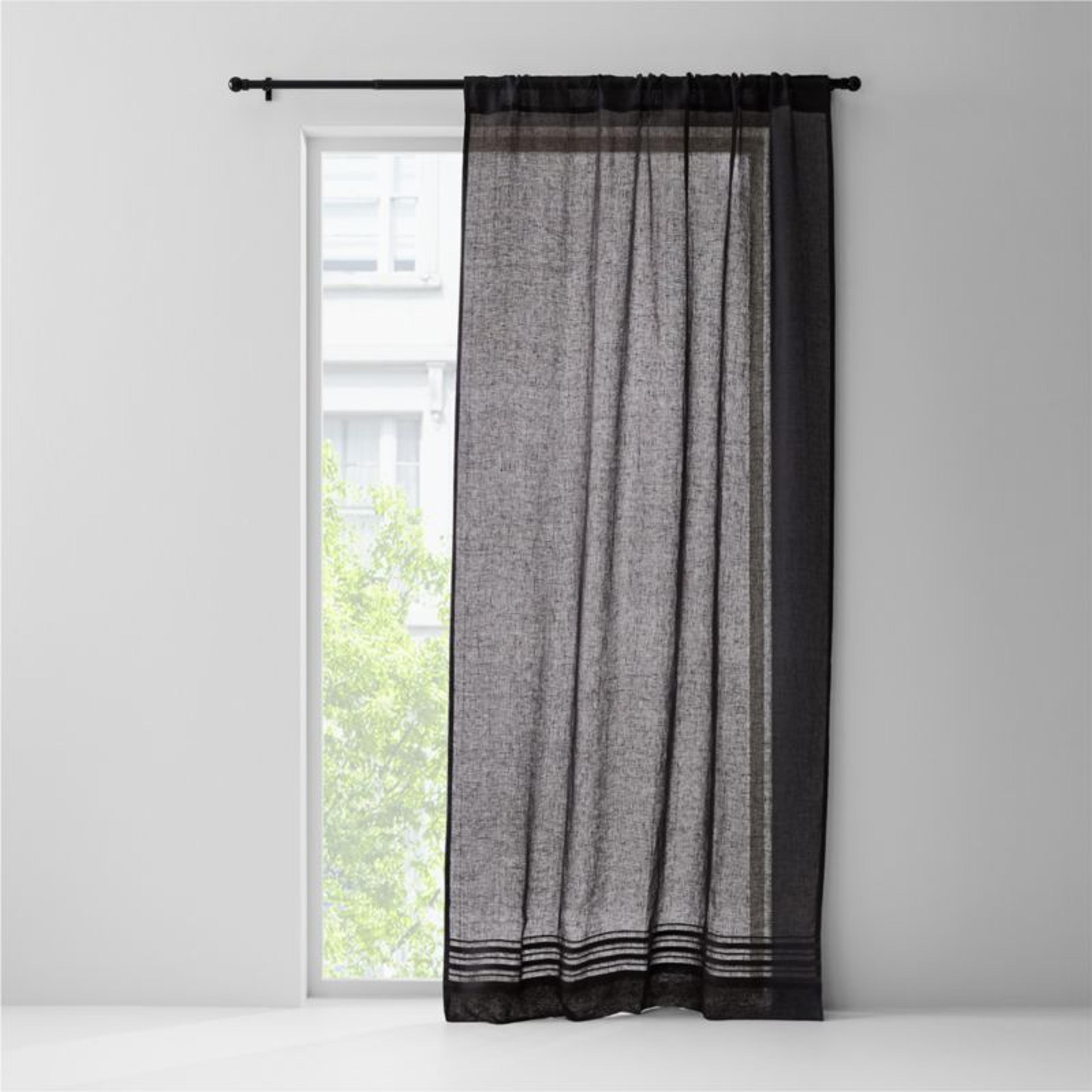 Storm Grey European Flax -Certified Linen Sheer Stripe Window Curtain Panel | Crate & Barrel