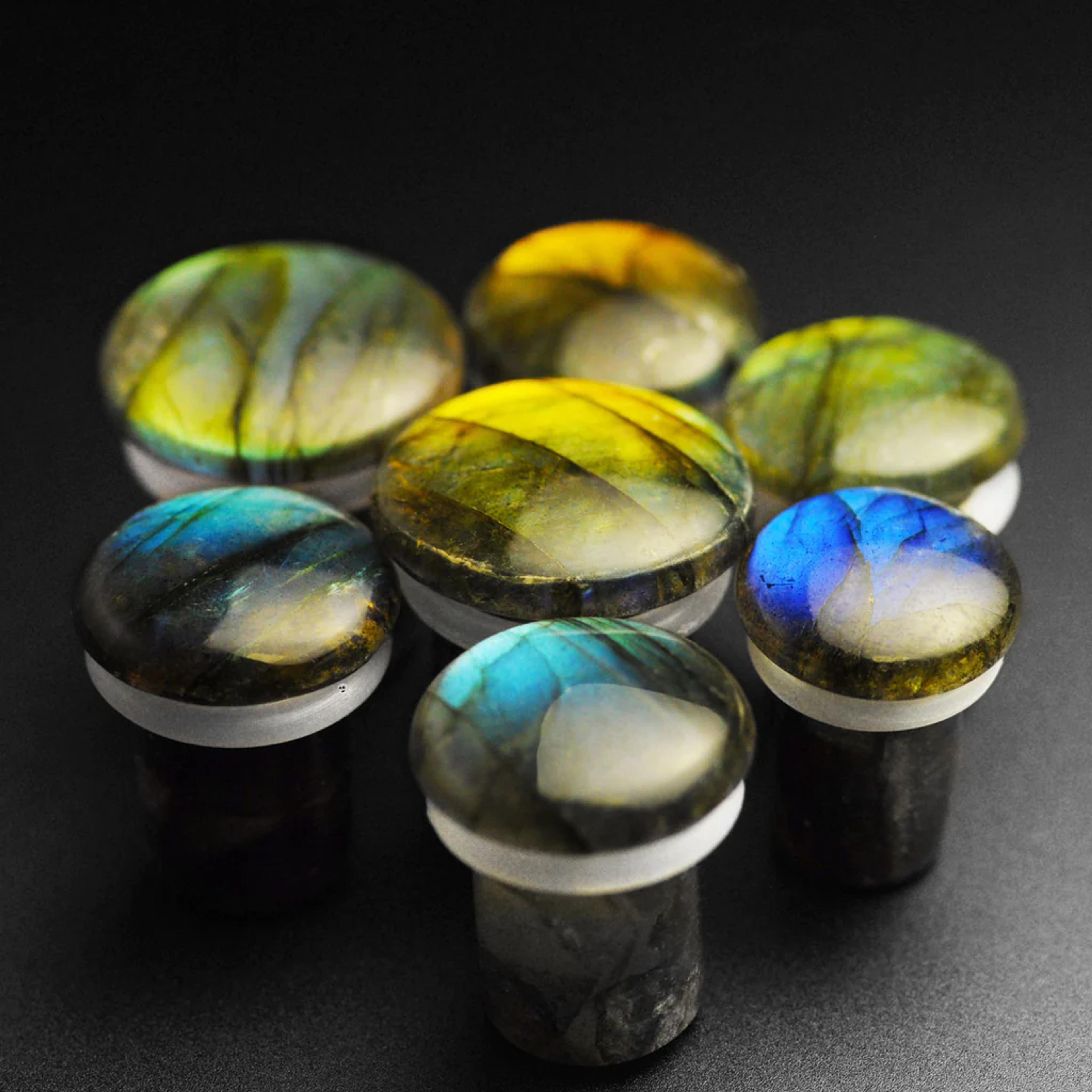 Labradorite Grade AAA Single Flare Convex Stone Plug | Stretch It Body Jewellery