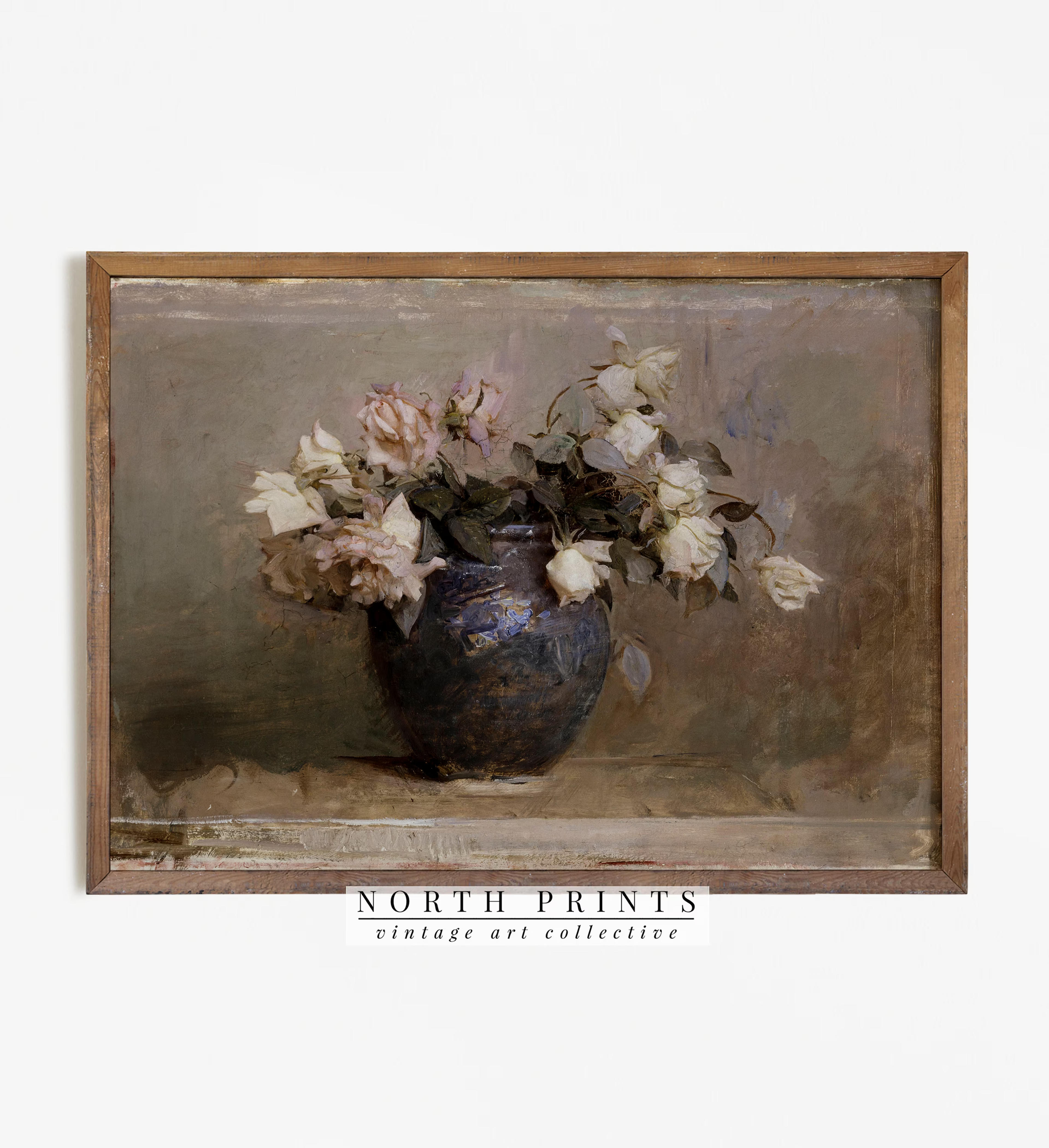 Flower Painting Vintage Botanical Still Life Print Rustic - Etsy