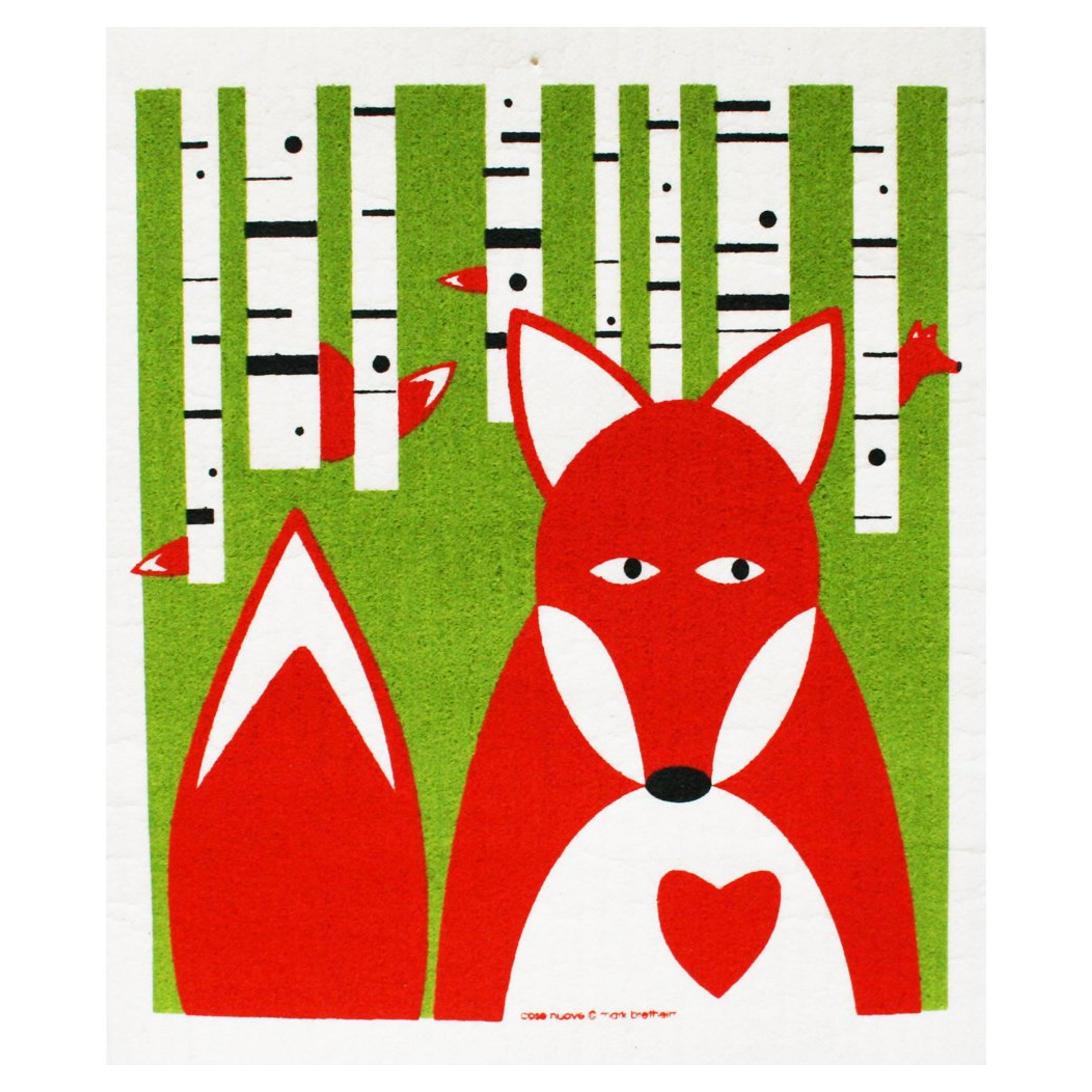 Swedish Dishcloth - Fox in Birches