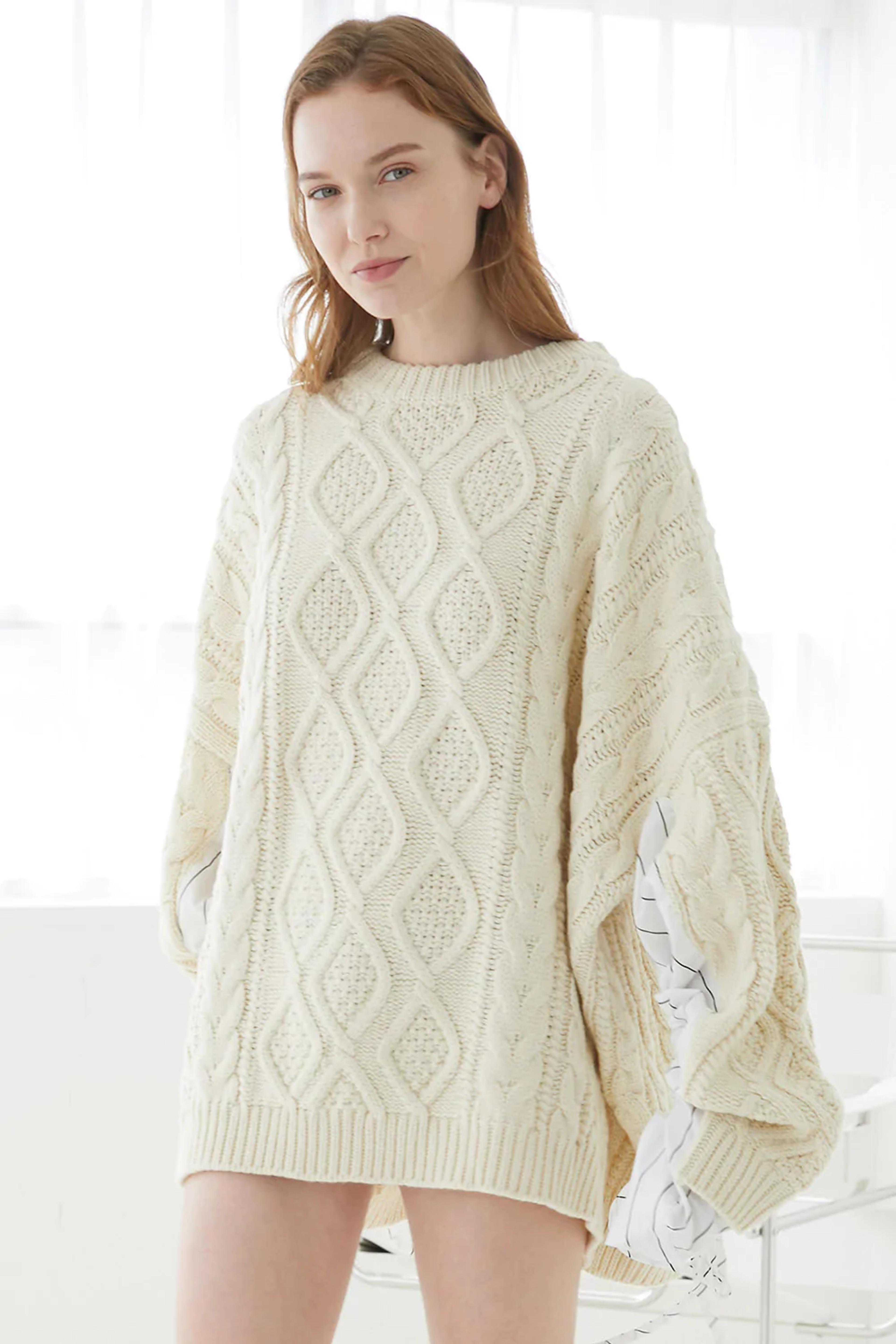 Sadie Shirt Combo Knit Pullover - S/M / Cream