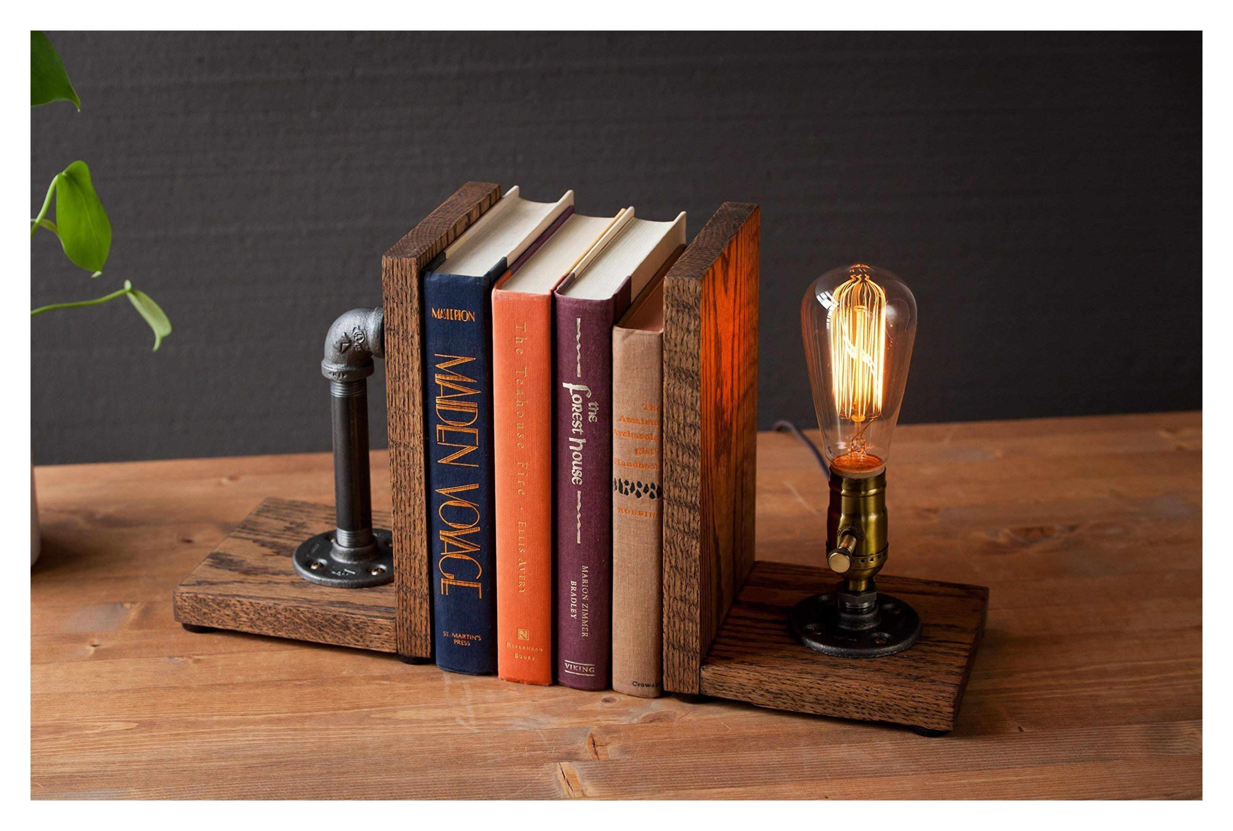 Amazon.com: Industrial Steampunk bookend table pipe lamp with Classic Edison bulb : Handmade Products