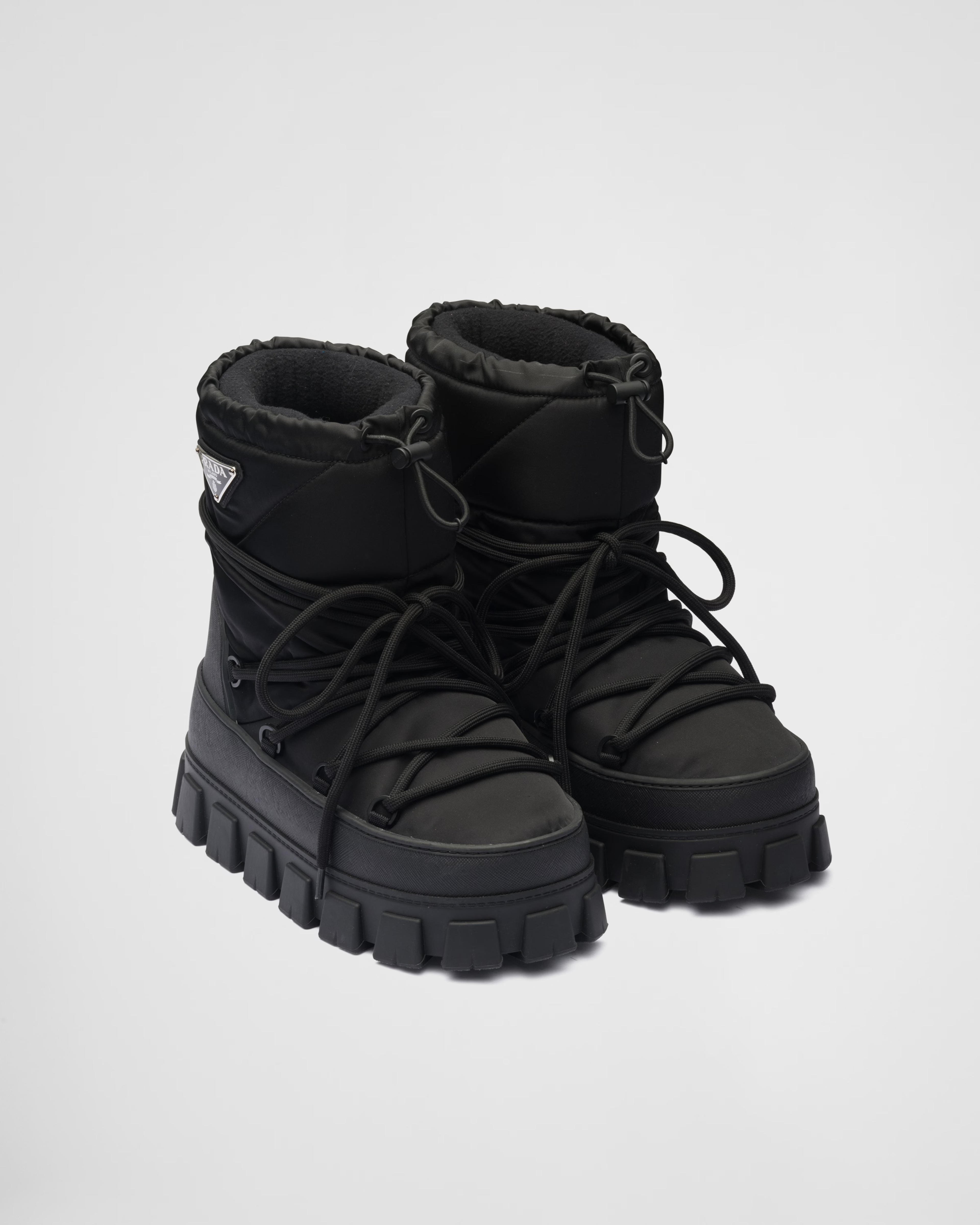 Black Nylon Gabardine Après-ski Boots | PRADA