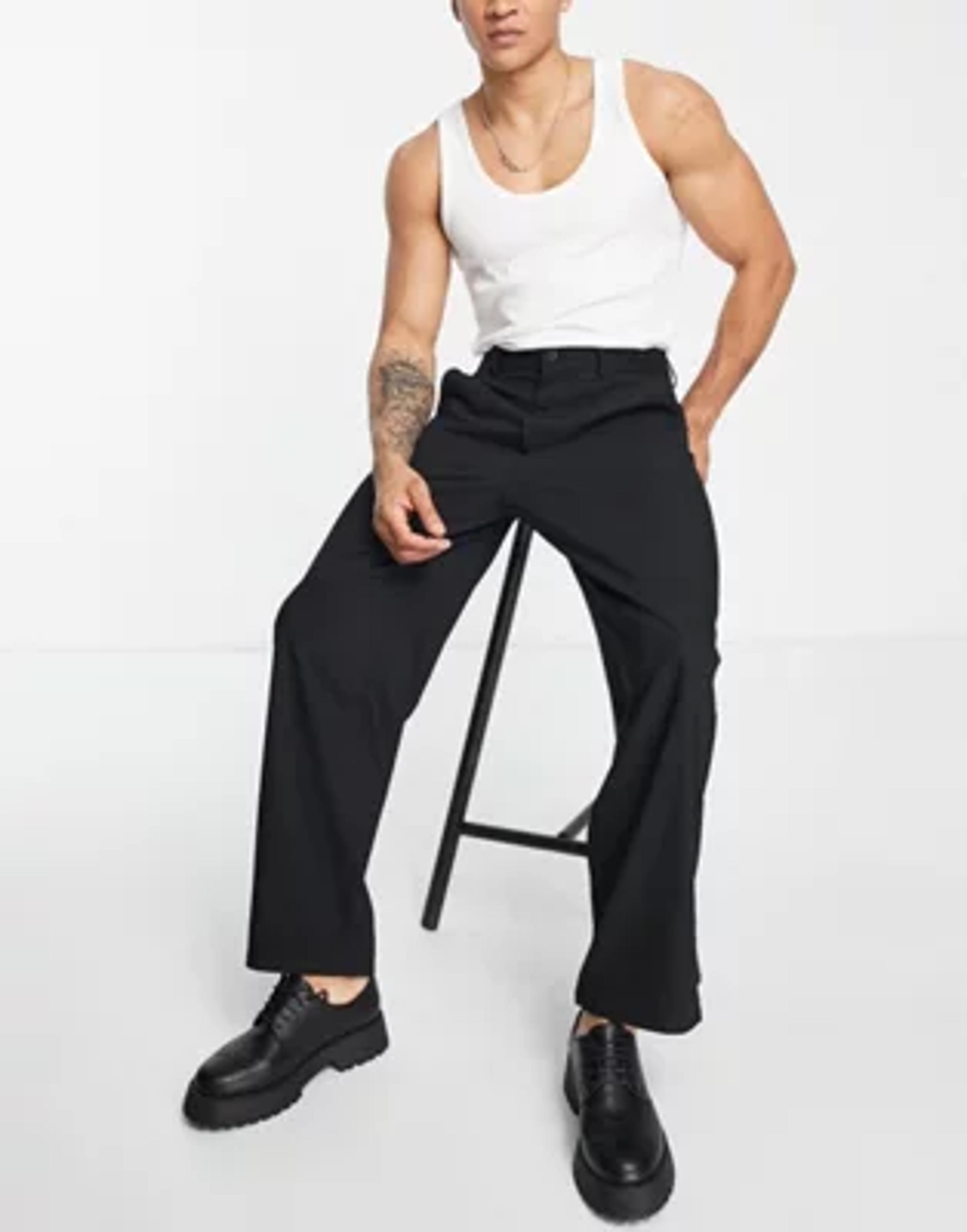 Bershka loose fit smart pants in black | ASOS