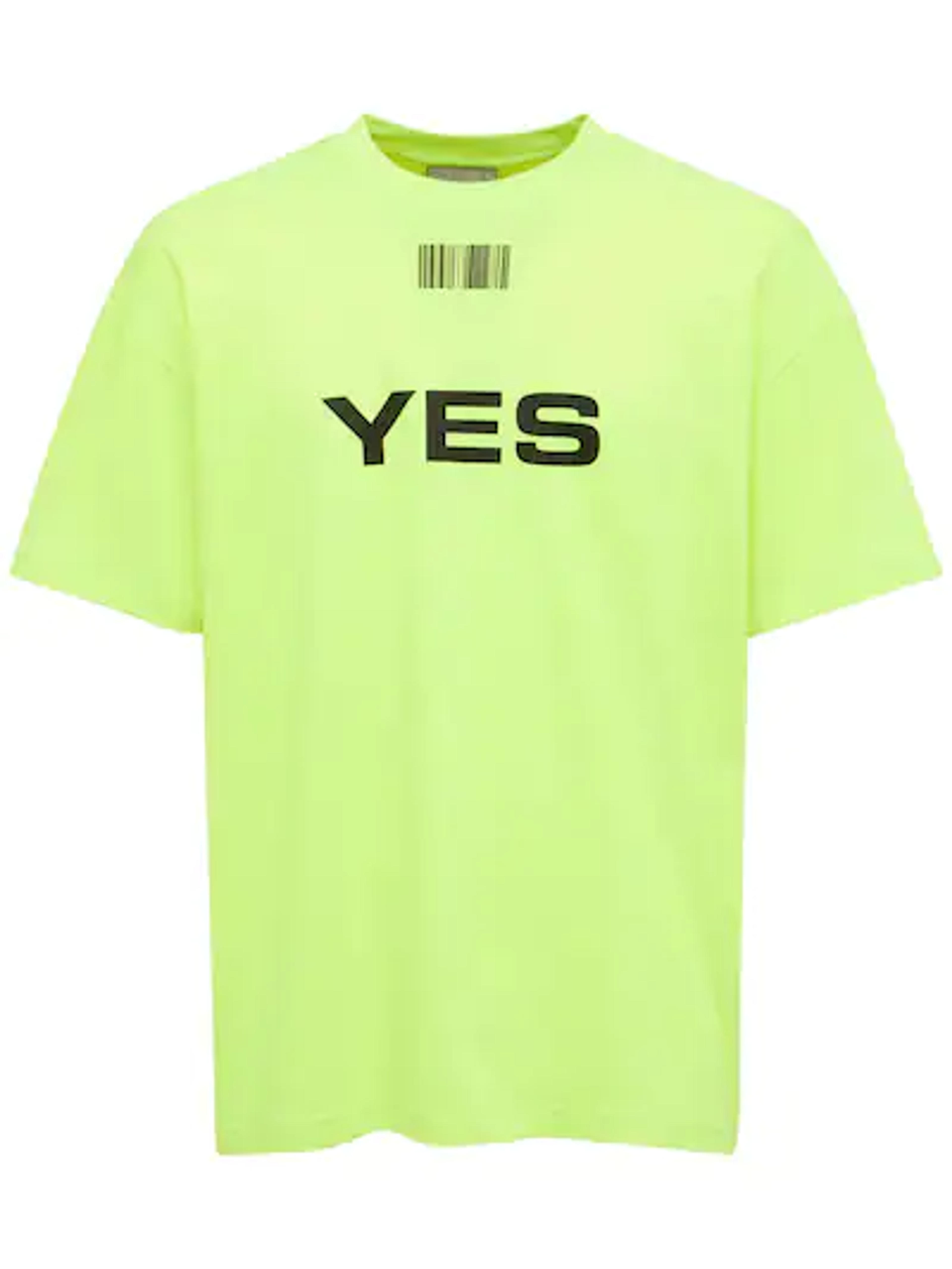 Vtmnts - Yes/no print cotton t-shirt - Neon Yellow | Luisaviaroma