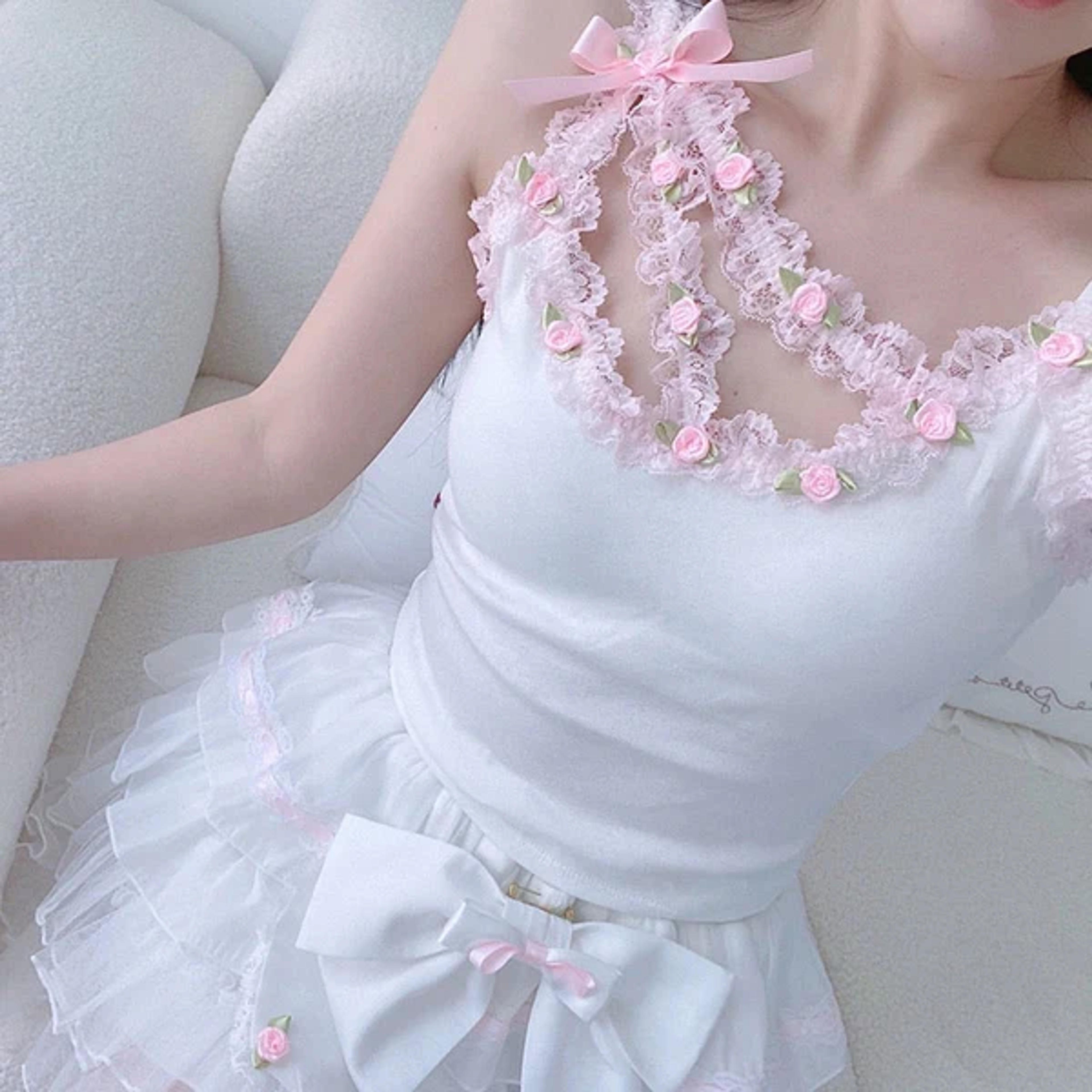 Rosebud Cascade Tank Top Nymphette French Floral Kawaii Babe