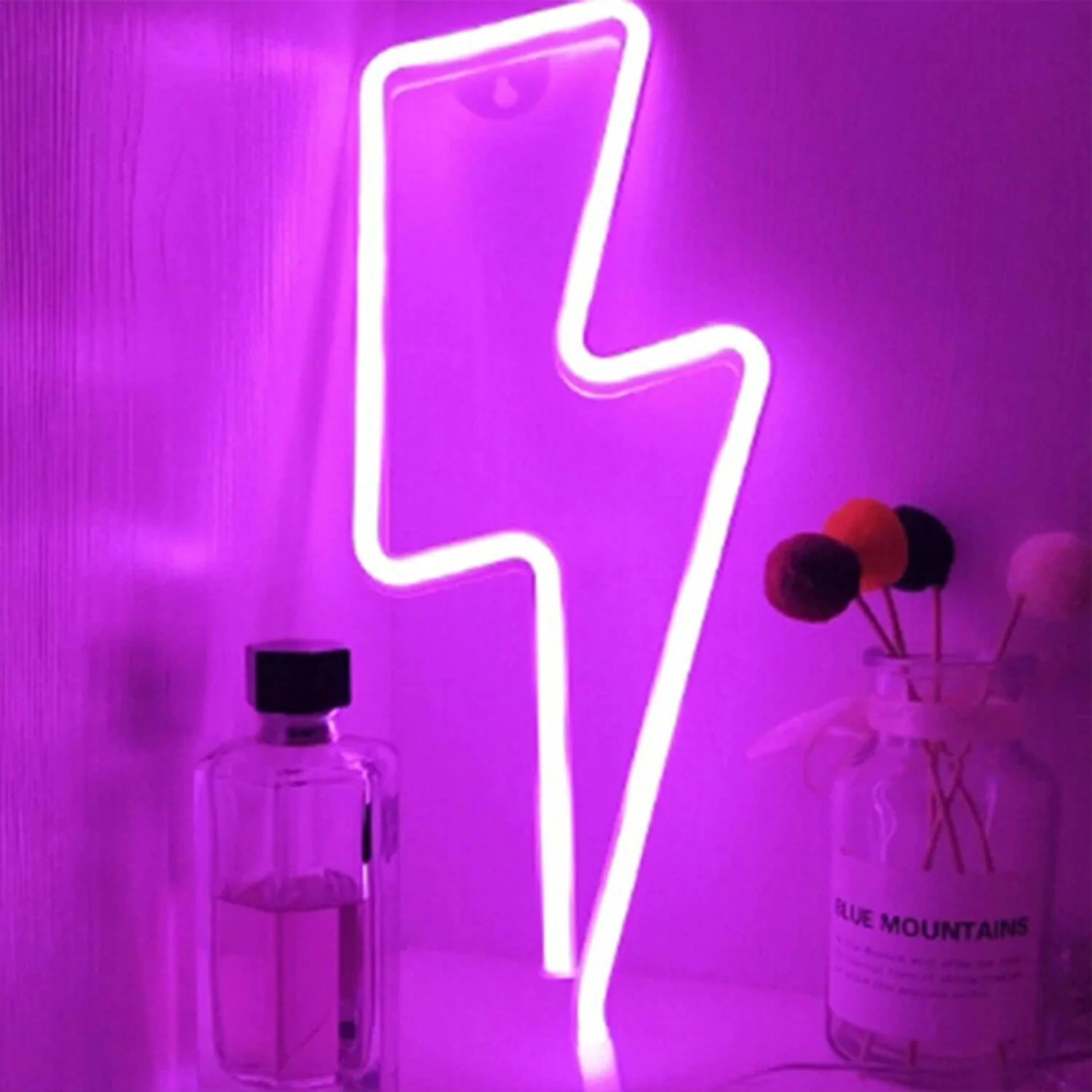 Lightning Bolt Neon Sign | Dorm Essentials - Pink - Dormify