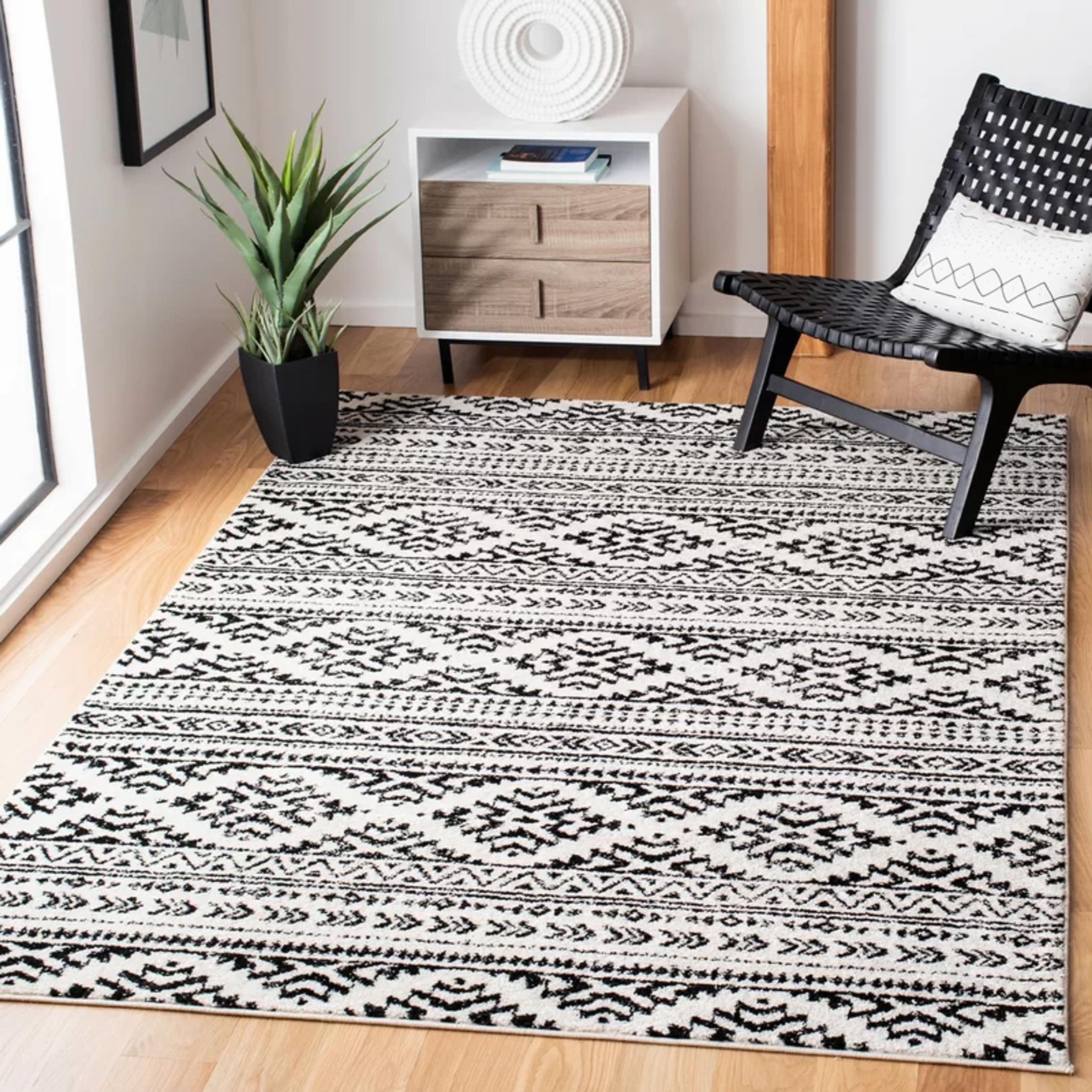 8' x 10' Cobos Geometric Black/Ivory Area Rug