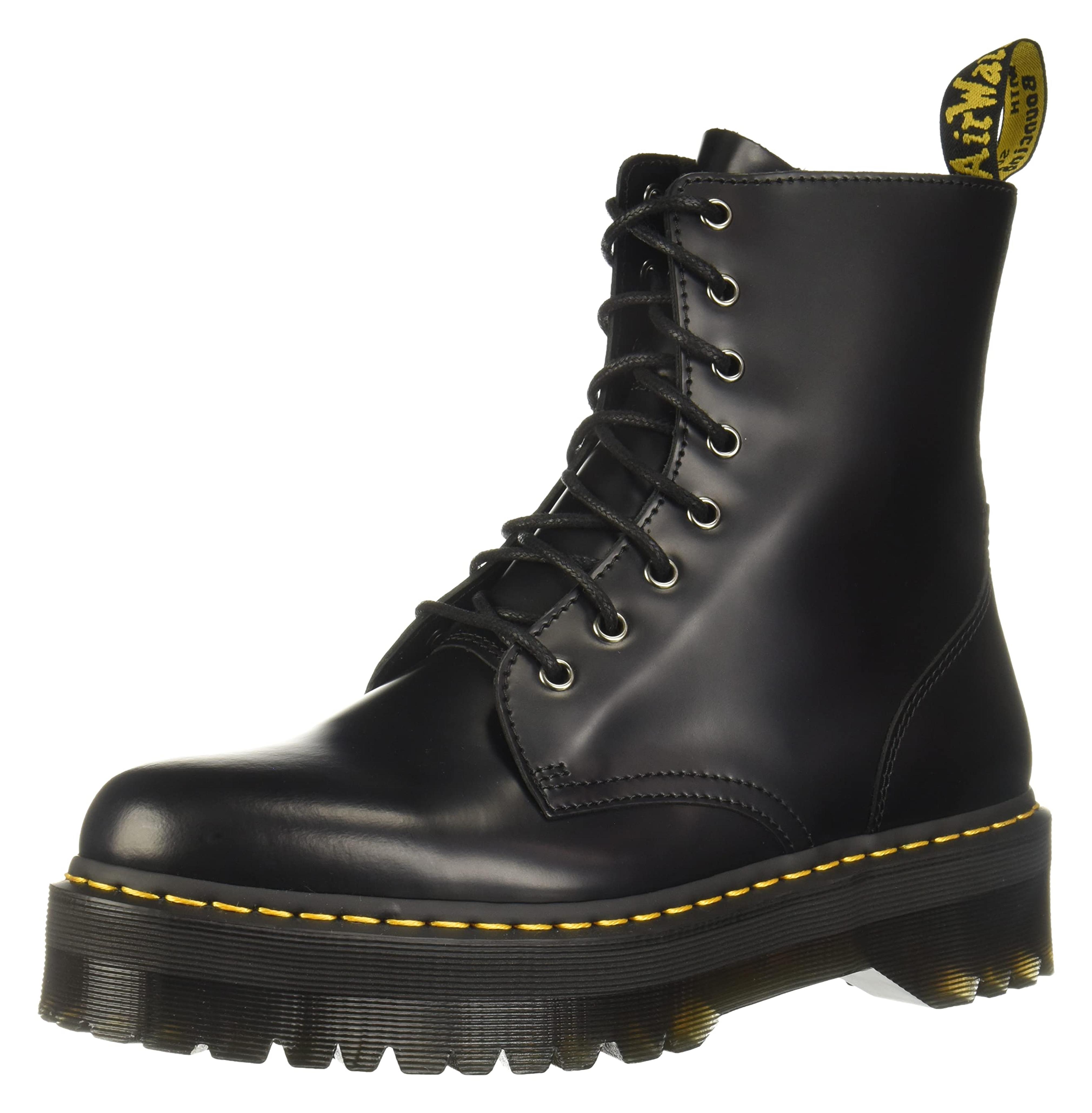 Dr. Martens, Jadon 8-Eye Leather Platform Boot for Men and Women 5 Women/4 Men Black Polished Smooth