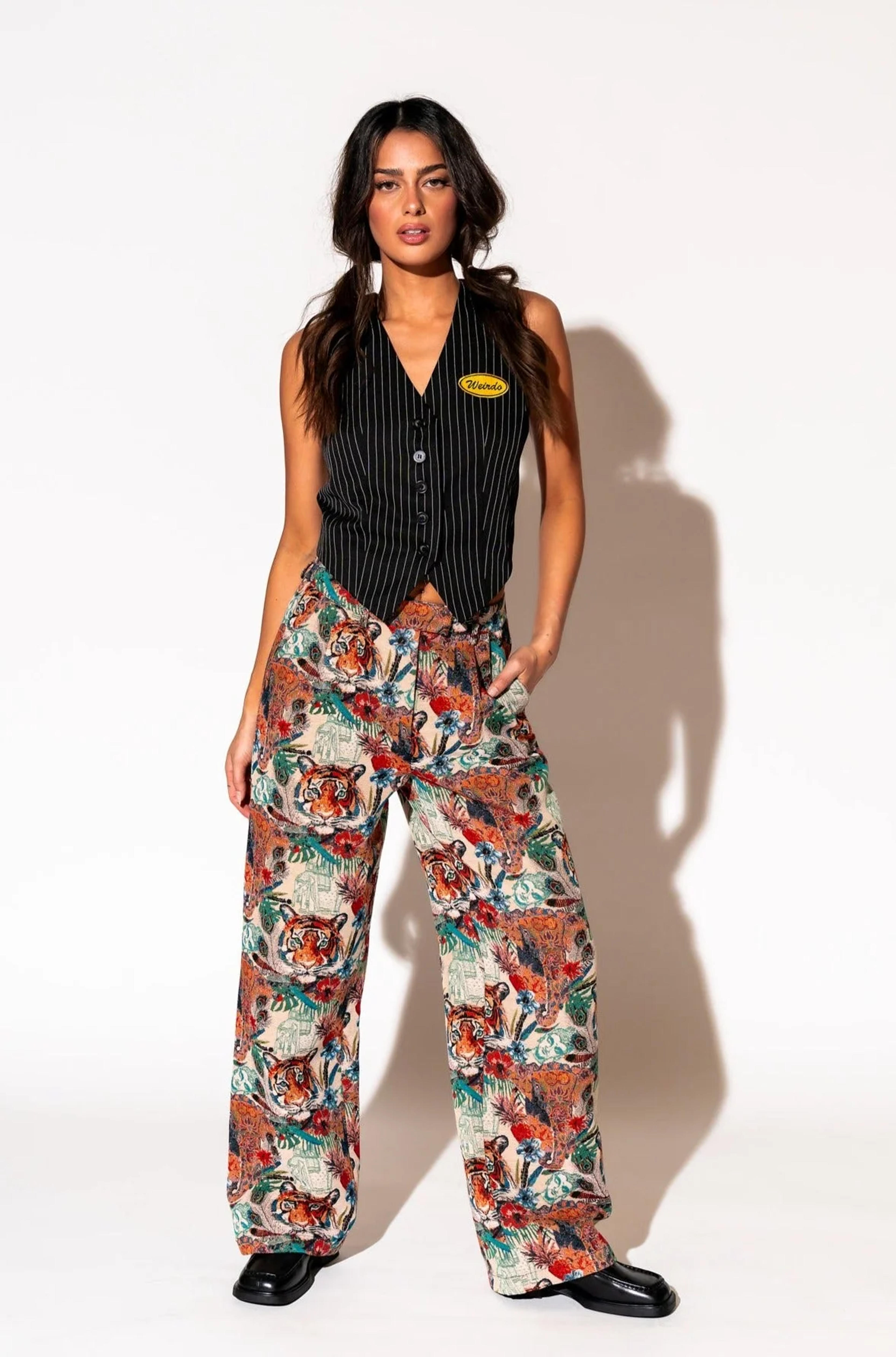 LALA ORIGINAL: Wild Soul Tiger Jacquard Trousers – Dressed in Lala