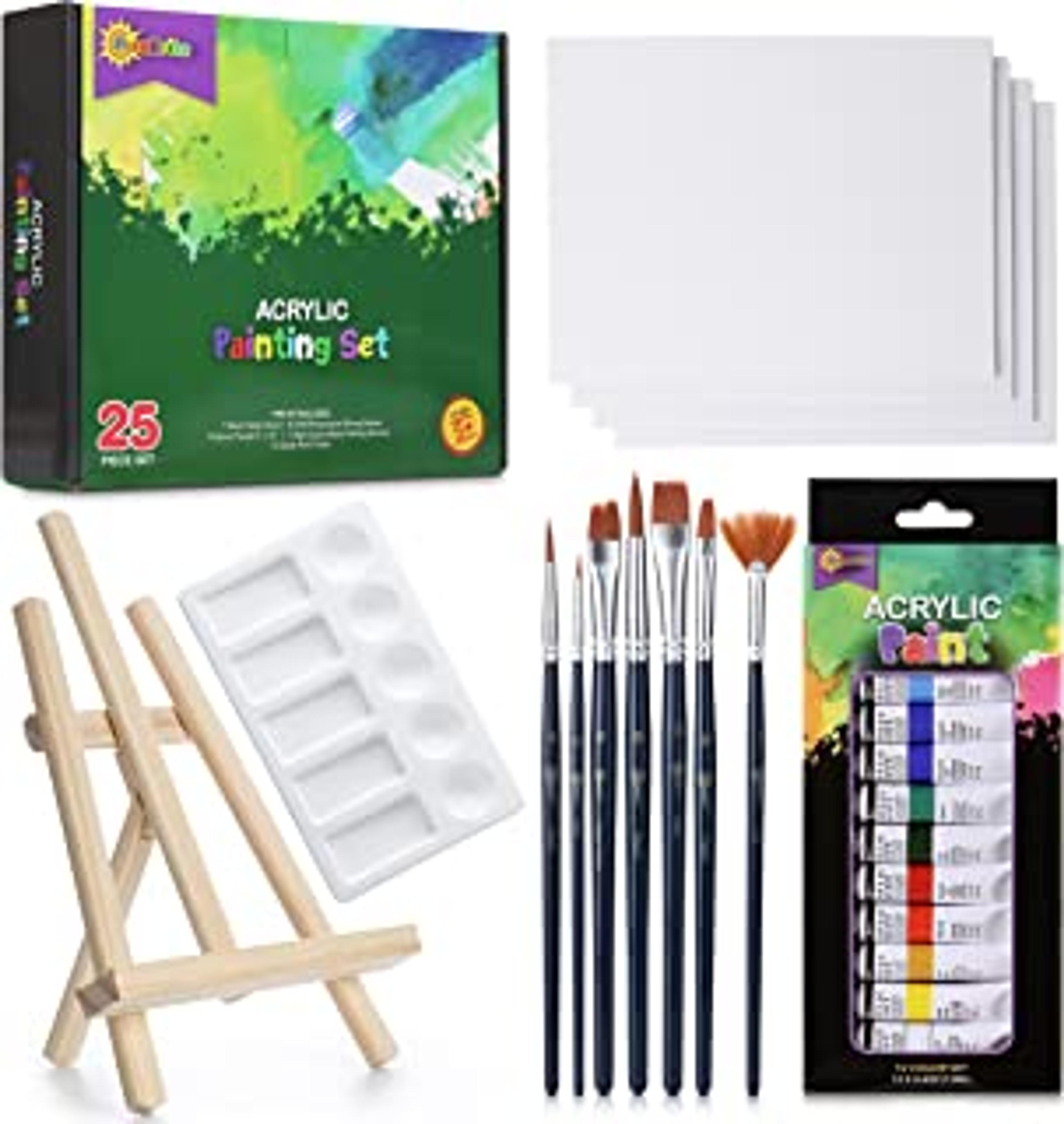 Acrylic Paint Set with Canvas Painting Kit for Adults Painting Set with Easel, Premium Painting Supplies, Painting Canvas | Paint Set for Adults | Painting Kits Beginners and Paint Kits for Kids: Buy Online at Best Price in UAE - Amazon.ae