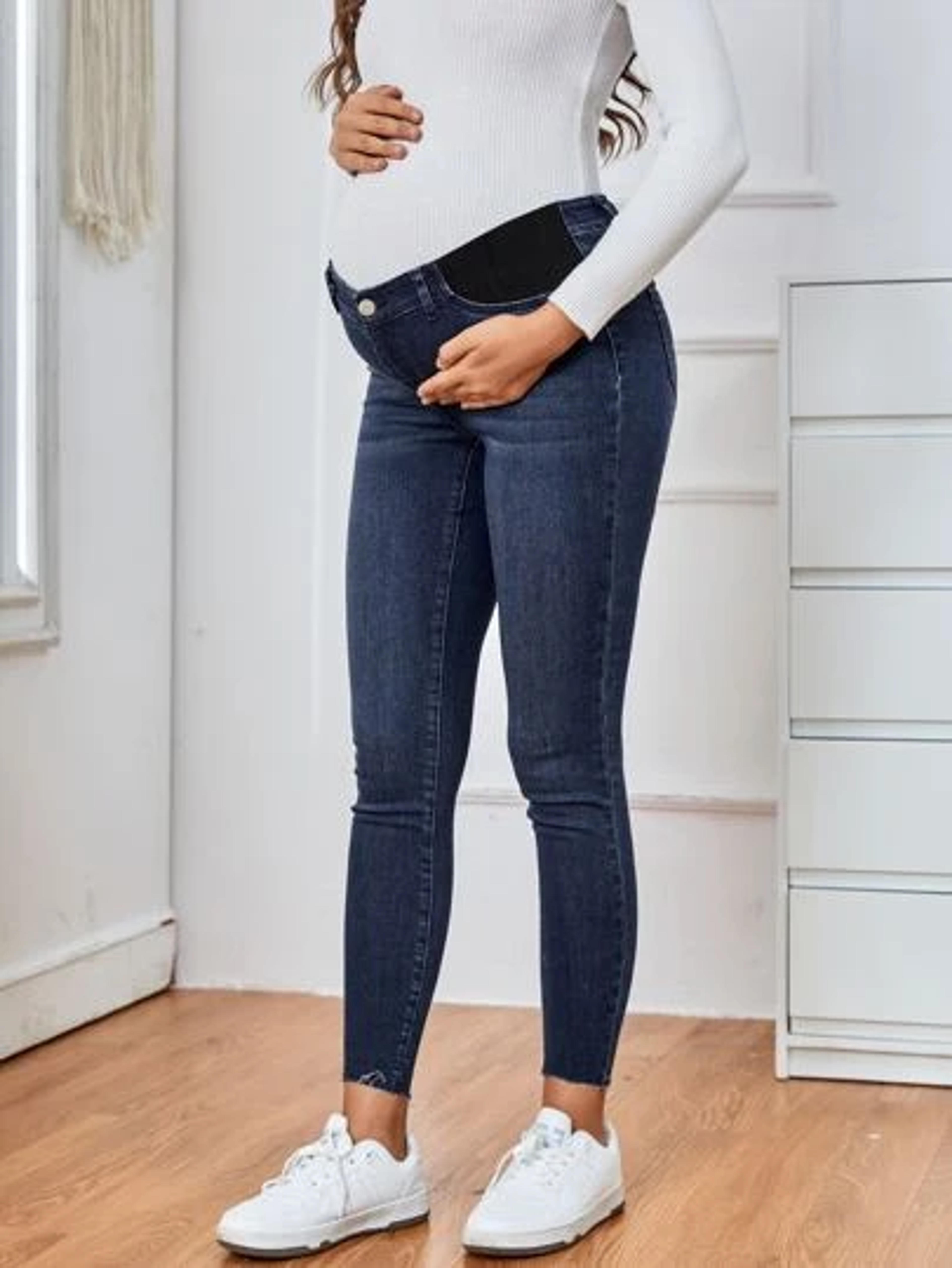 Maternity Wideband Waist Frayed Hem Skinny Jeans | SHEIN USA