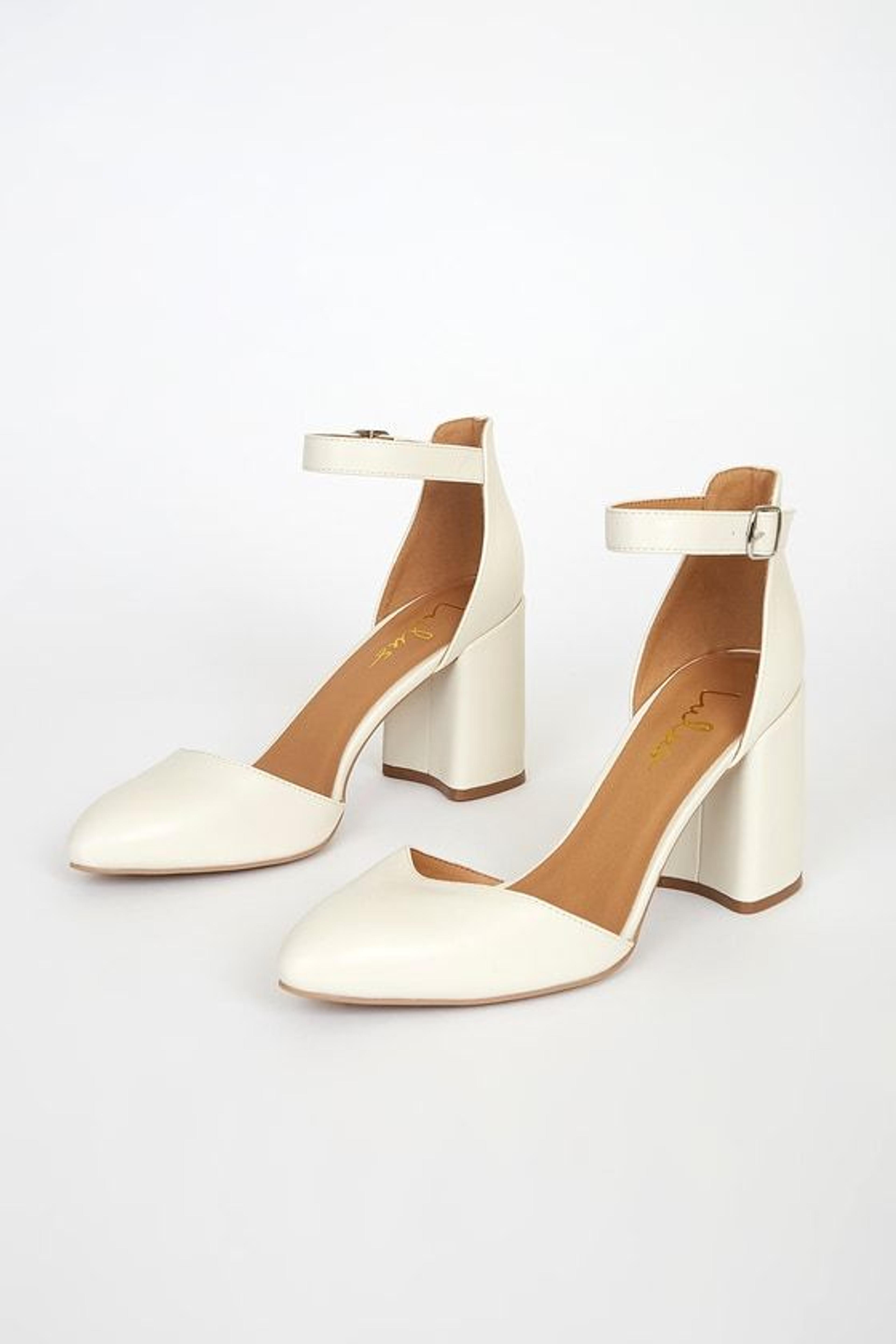 Ellarose Off White Ankle Strap Heels