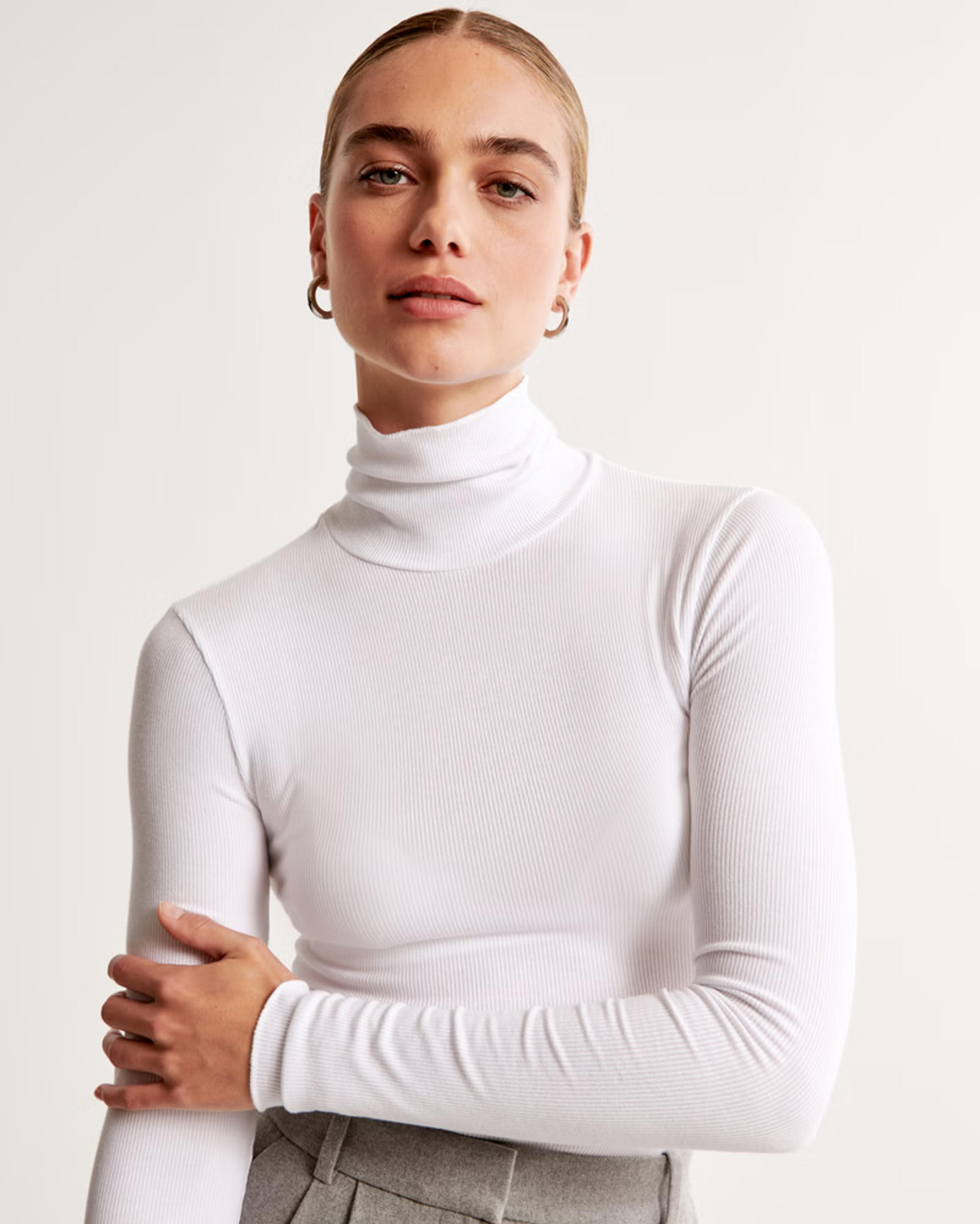 Women's Long-Sleeve Featherweight Rib Turtleneck Top | Women's Tops | Abercrombie.com