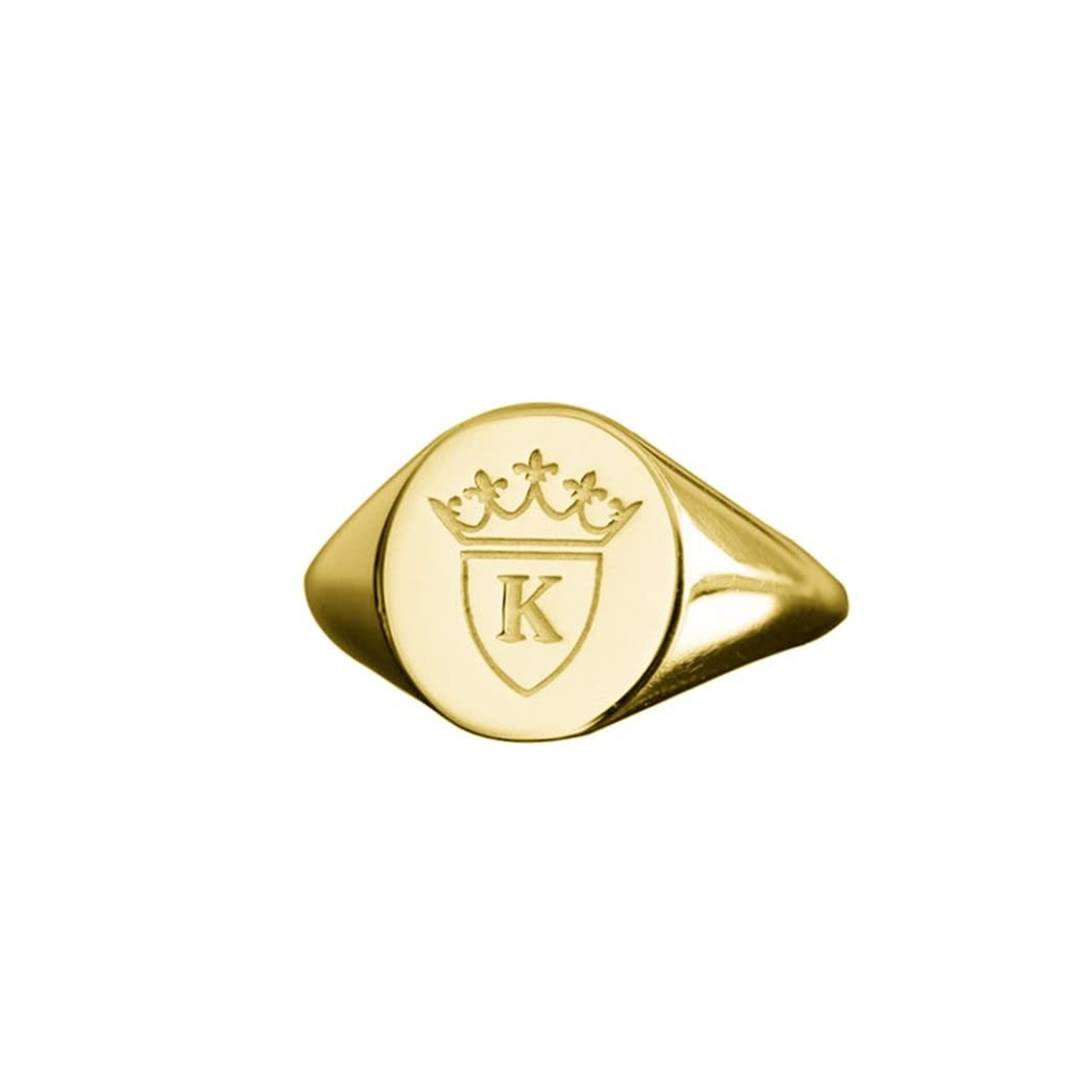 Personalized 925 Sterling Silver King Crown Initial Ring for Men Custom Made Engraved Letter Signet Ring (Gold)|Amazon.com