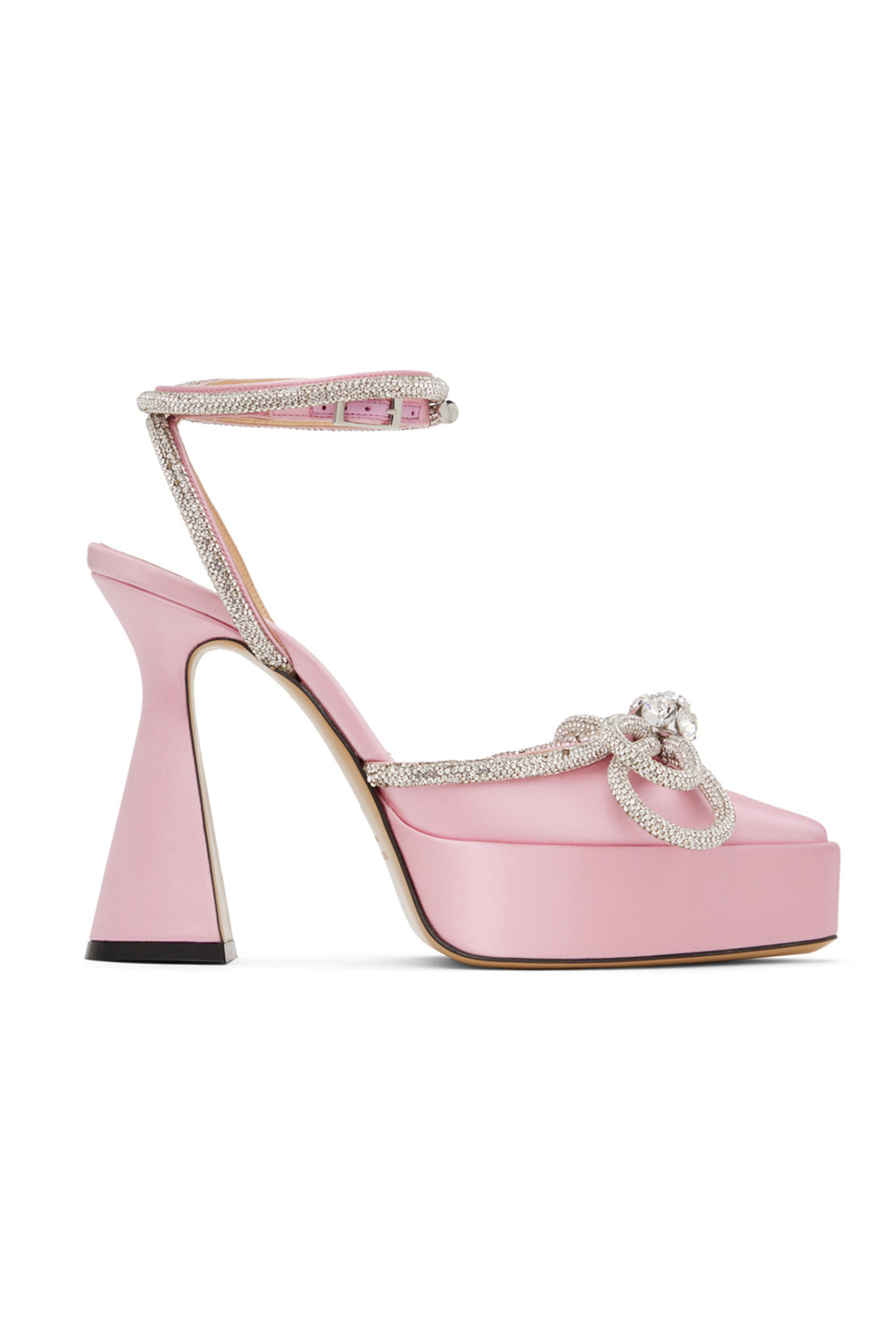 Pink Double Bow 140 Platform Heels by MACH & MACH on Sale