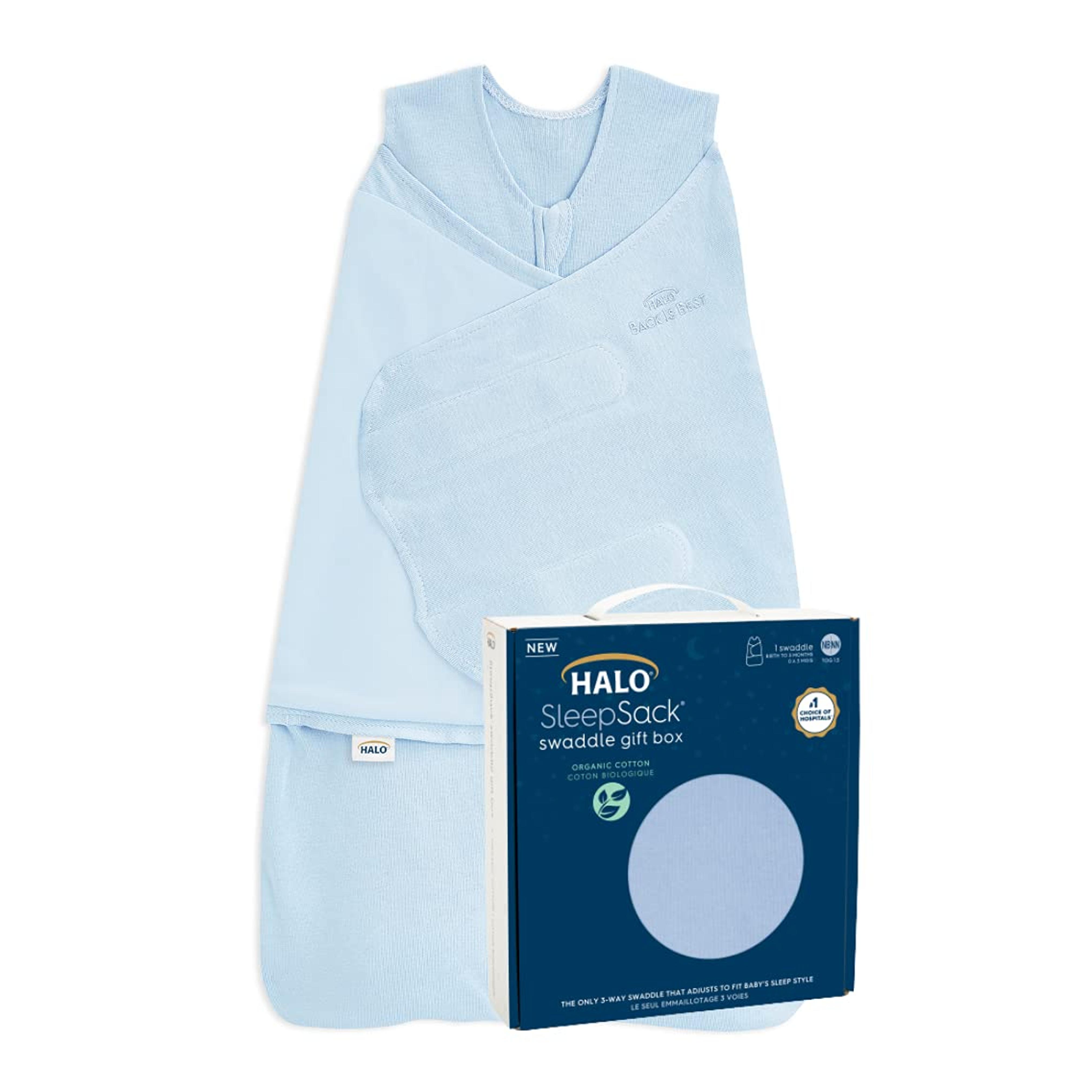 Amazon.com: HALO Sleepsack Swaddle 100% Organic Cotton Newborn 1-Piece Gift Set with Box, TOG 1.5, 0-3 Months, Chambray : Baby