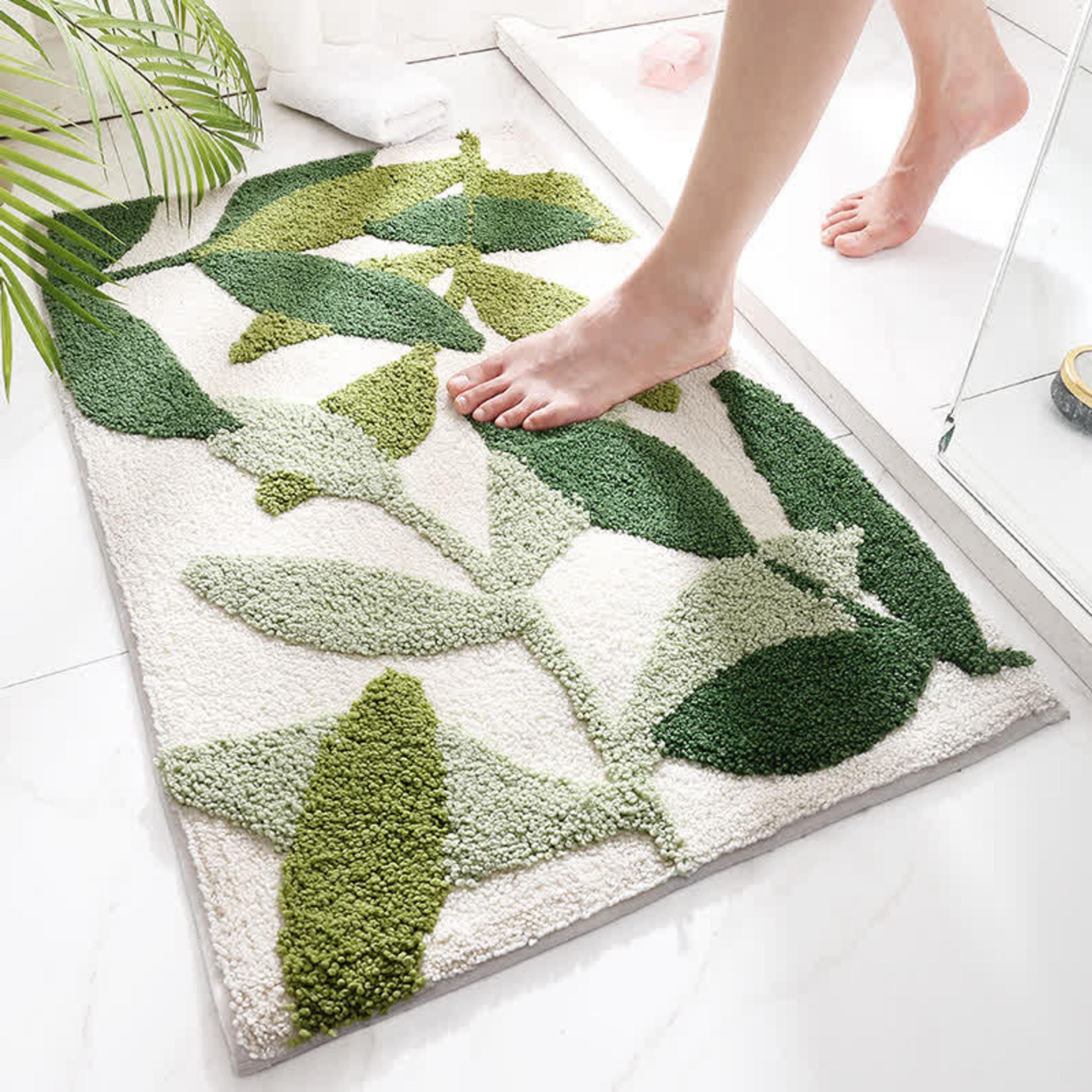 Ownkoti Green Leaf Print Soft Non-Slip Floor Rug – ownkoti