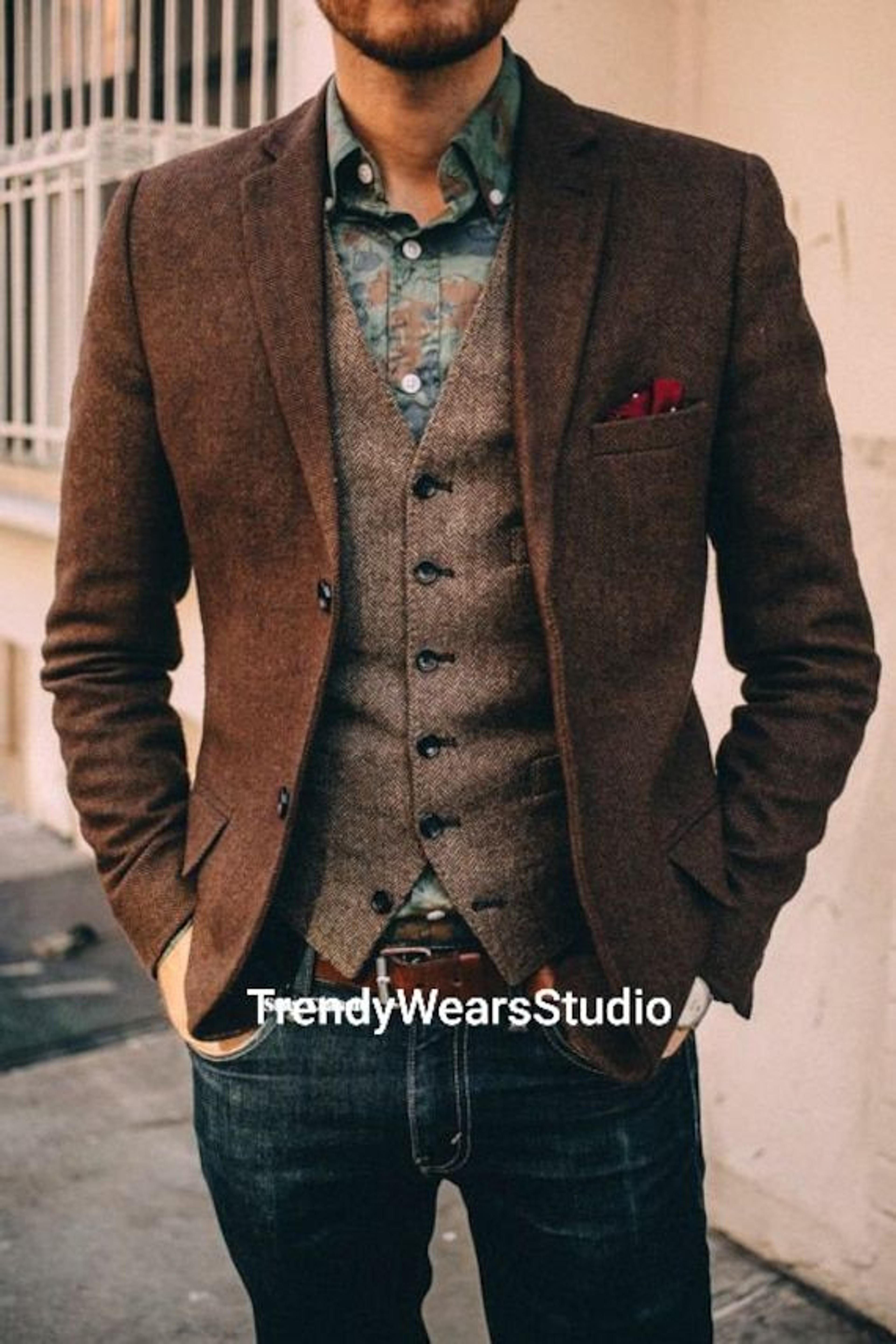 Tweed Groom Wedding Wear Jacket - Men Tweed Coat For Party - Slim Fit  Coat - Guy's Jacket - Blazer For Groomsmen