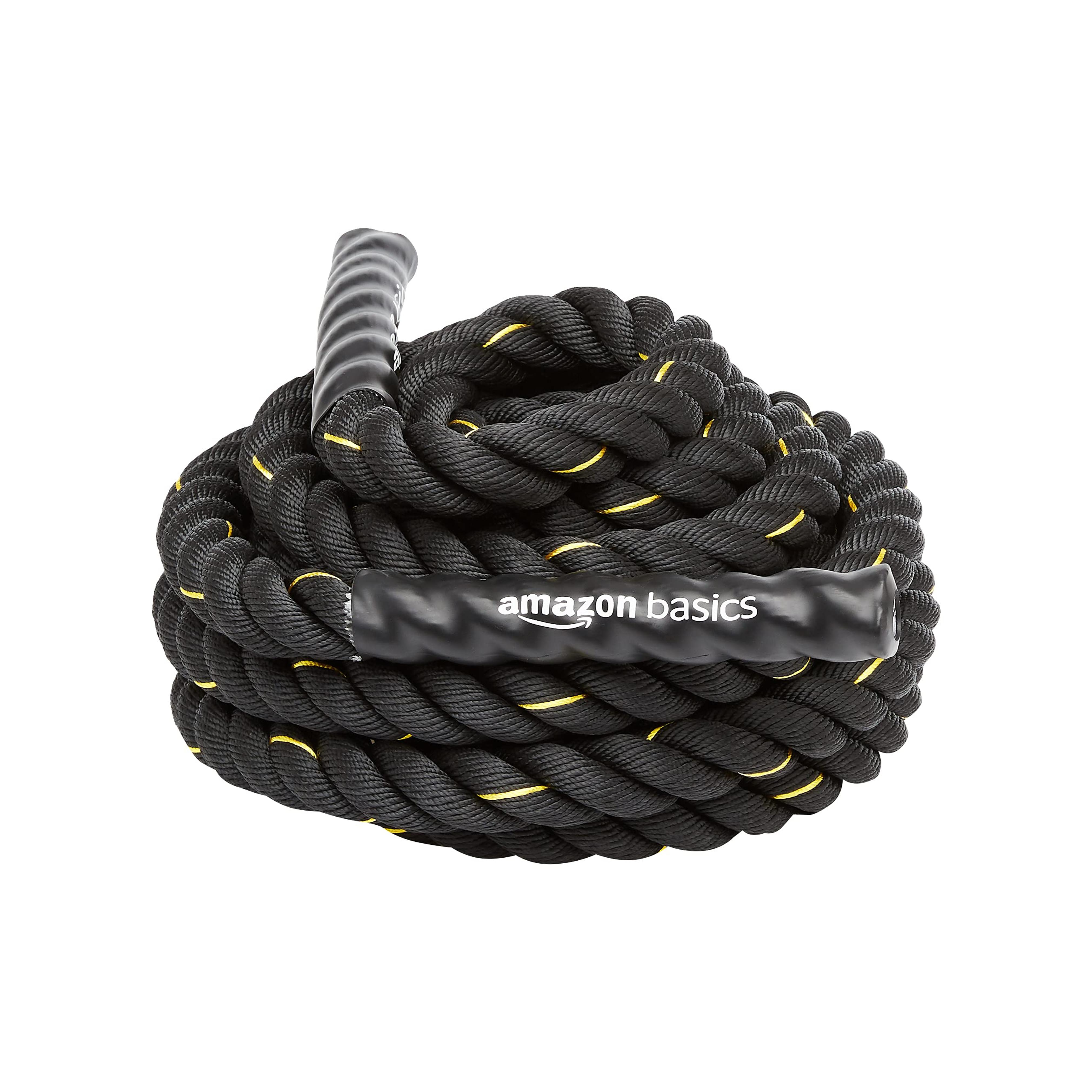 Amazon Basics Heavy Exercise Training Workout Battle Rope, 28.7 Foot x 1.5 Inch, Black