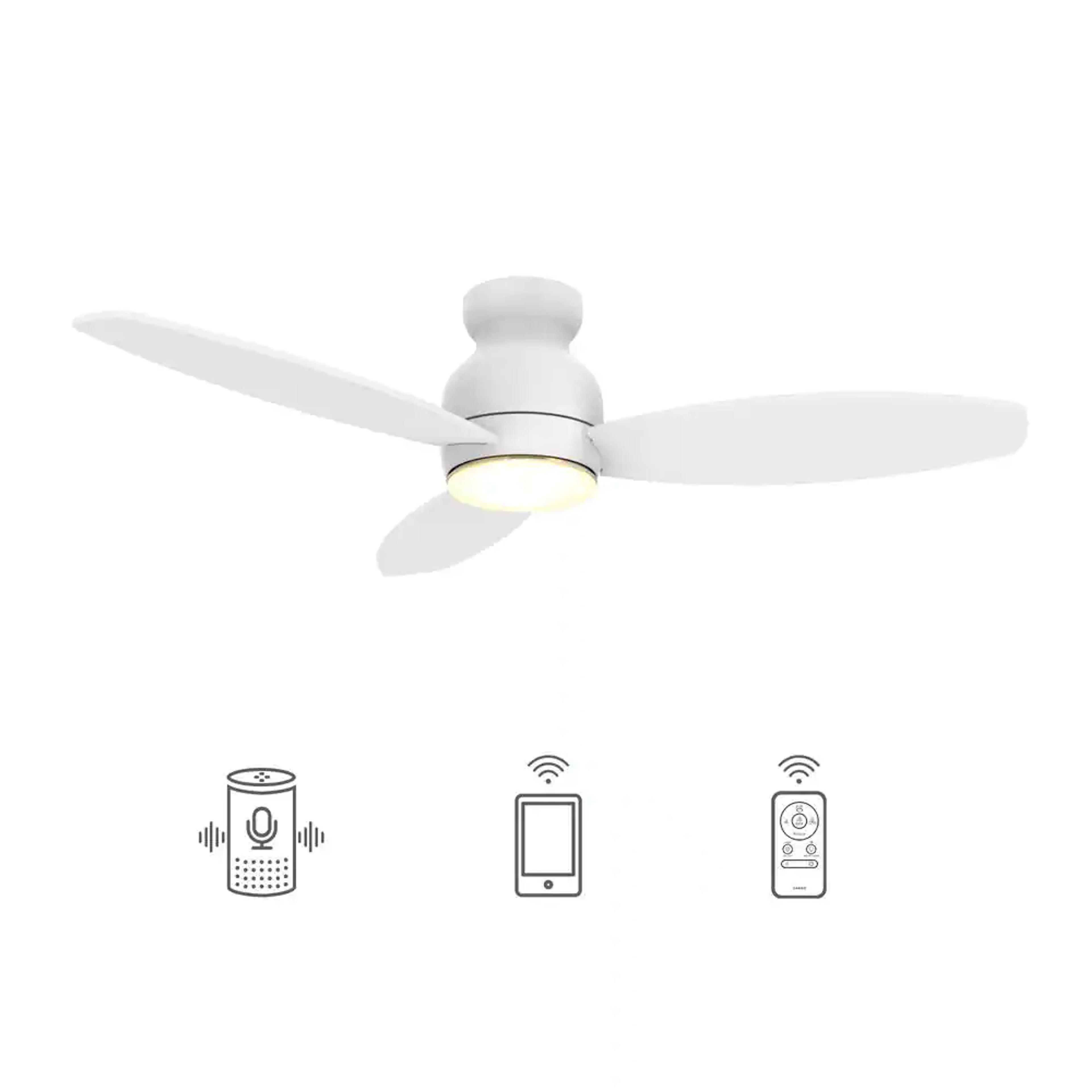 CARRO Trendsetter 52 in. Dimmable LED Indoor/Outdoor White Smart Ceiling Fan with Light and Remote, Works w/Alexa/Google Home HS523Q-L12-W1-1