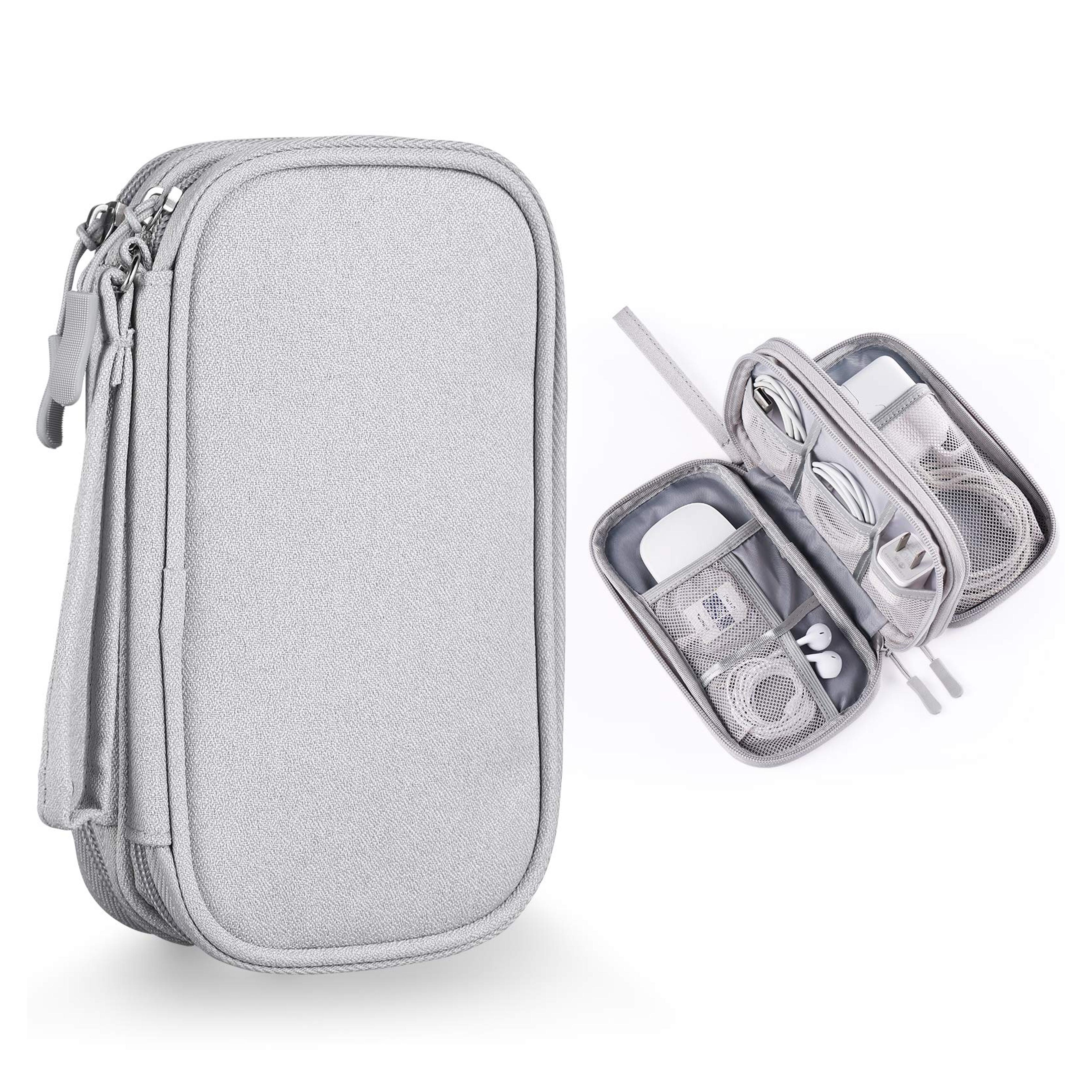 Bevegekos Cable and Charger Organizer Bag, Travel Case Pouch for Small Electronics & Accessories (Small, Light Grey)