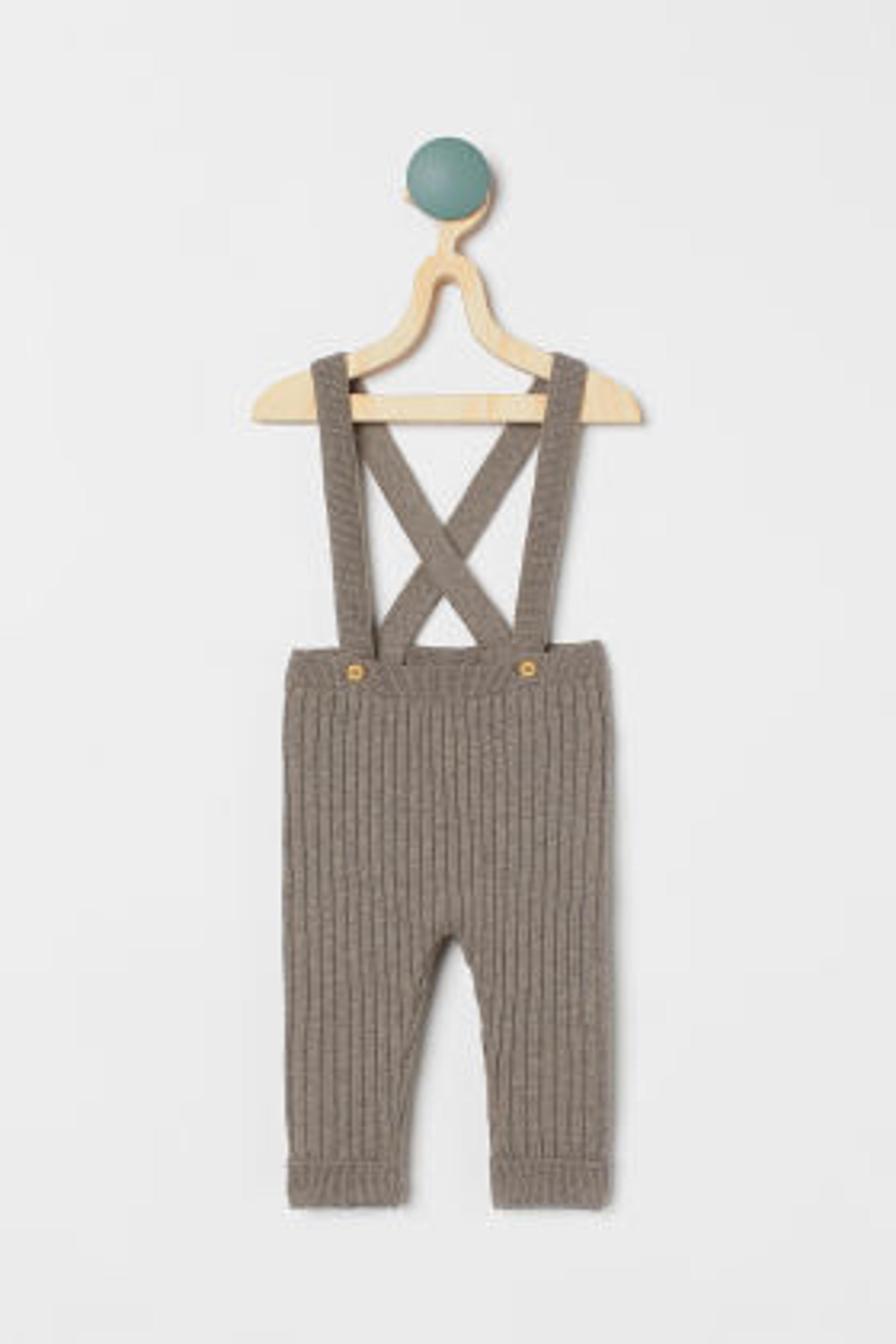 Rib-knit Pants with Suspenders