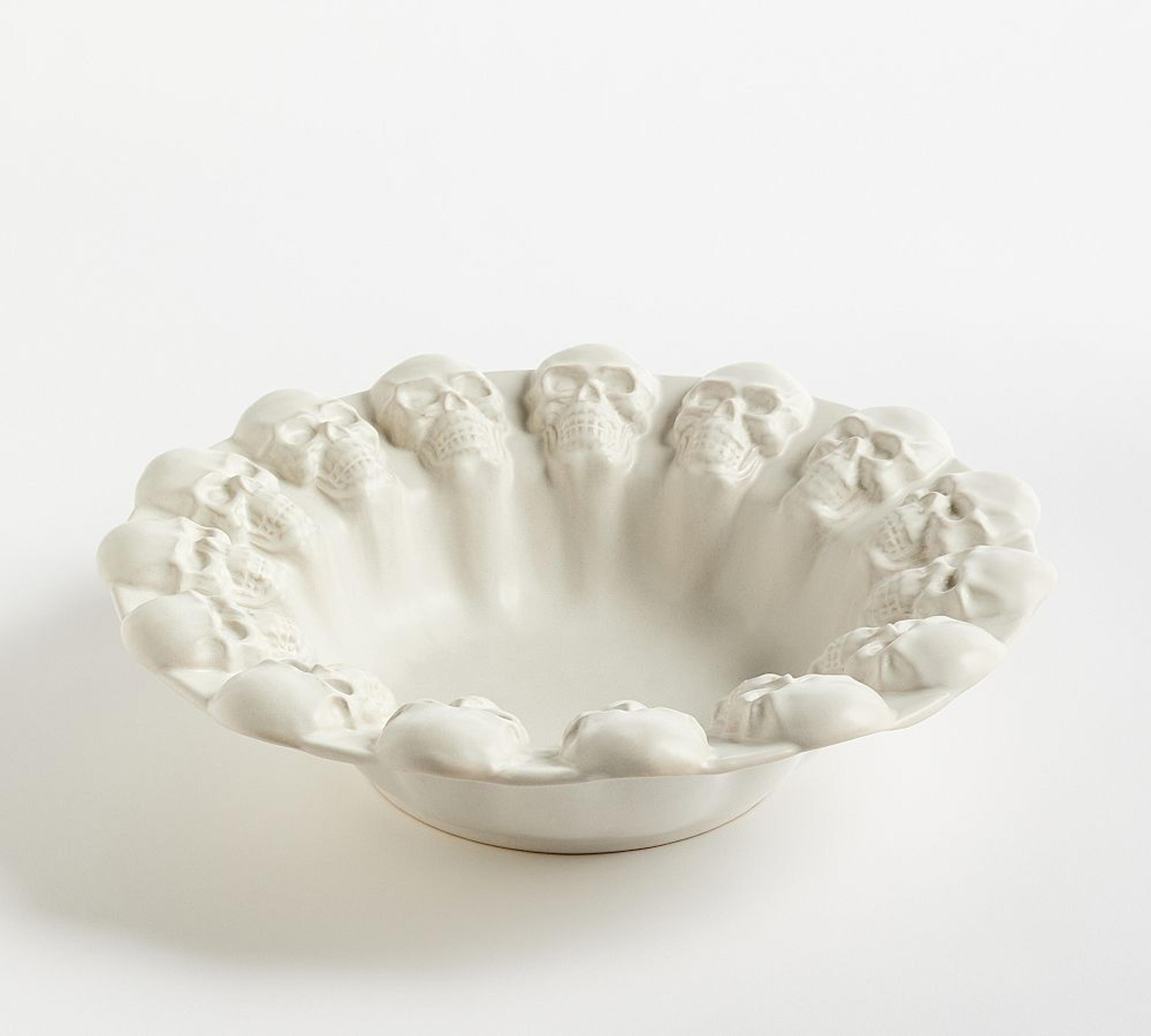 Figural Skull Stoneware Candy Bowl | Pottery Barn