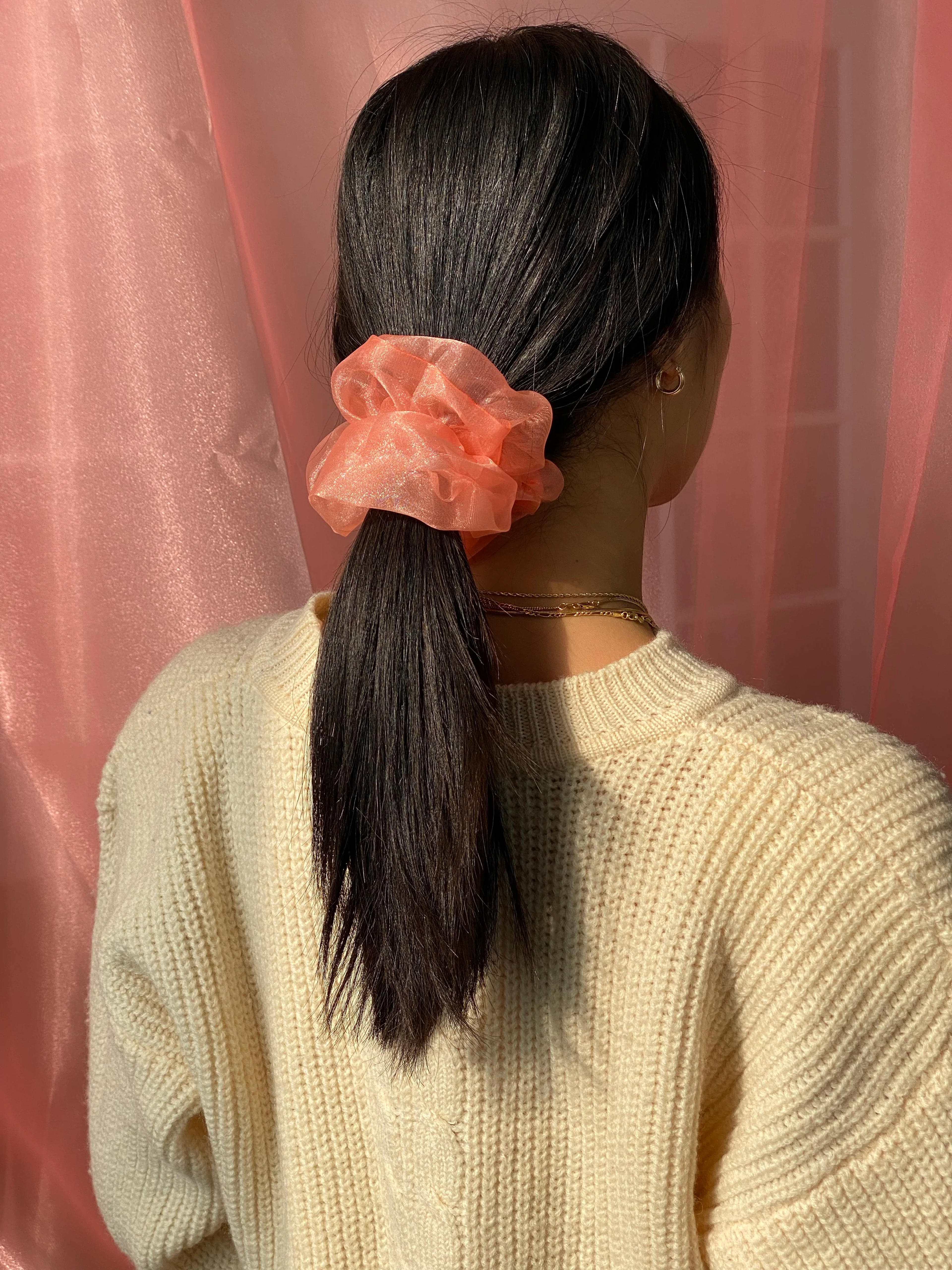 Mini Cloud Scrunchie - color options - Peach Shimmer